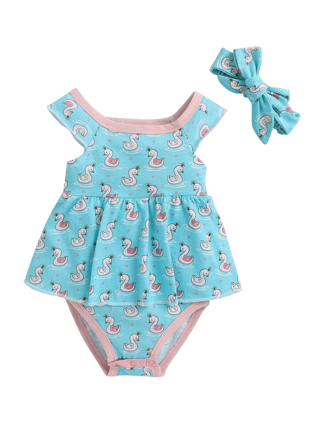 BUMZEE Infant Girls Turquoise Blue & Pink Printed Pure Cotton Bodysuit With Hair Band
BUMZEE Infant Girls Turquoise Blue & Pink Printed Pure Cotton Bodysuit With Hair Band