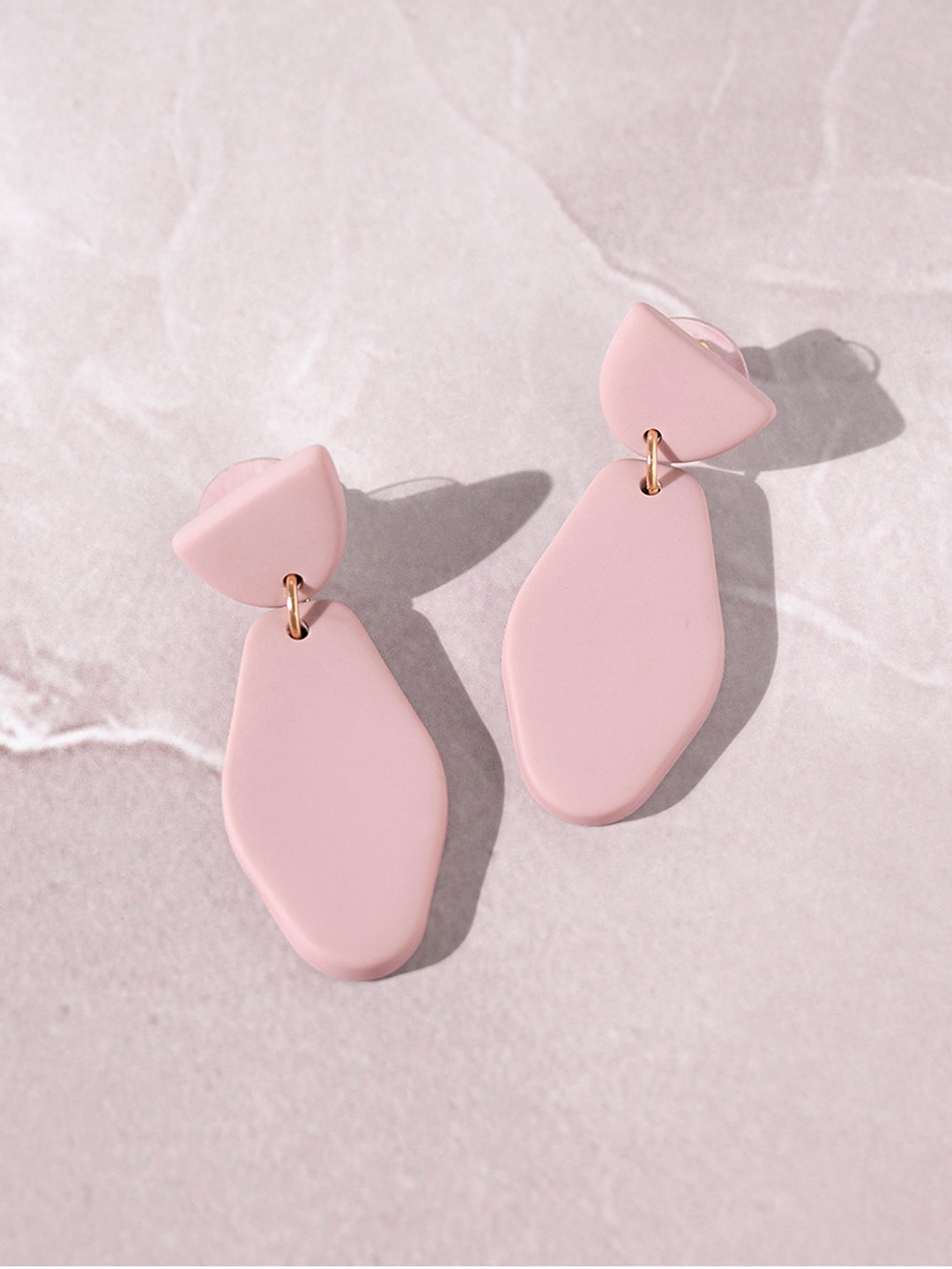 Mikoto by FableStreet Pink Geometric Drop Earrings