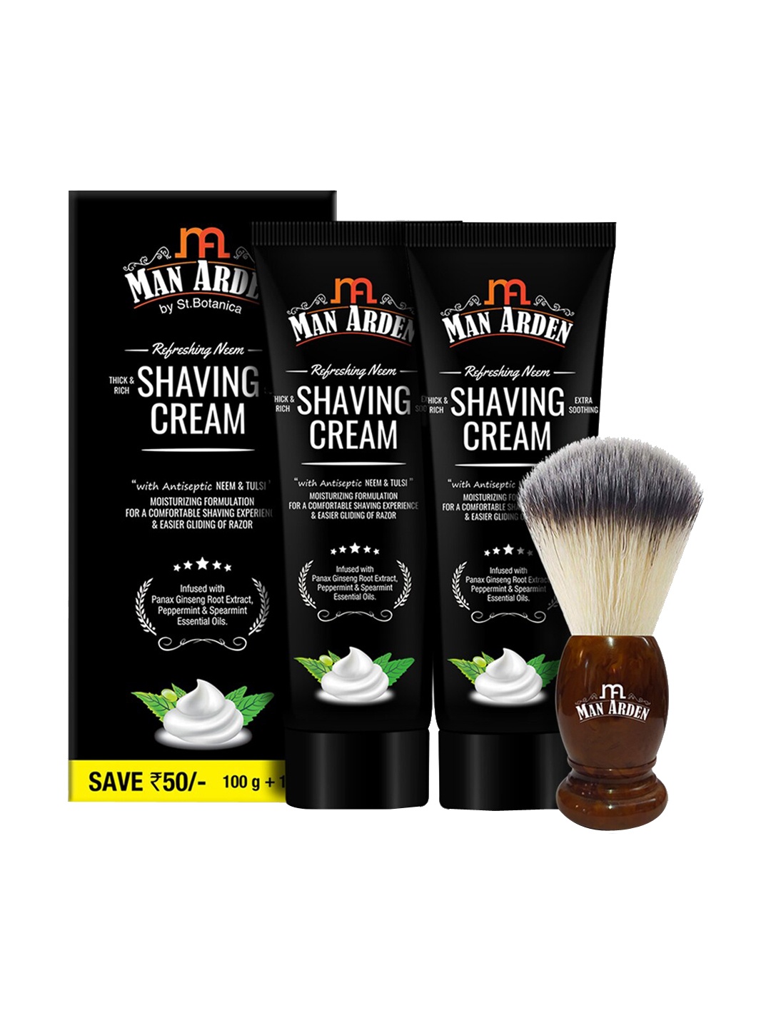 Man Arden Men Vintage Finish Brown Shaving Brush With Neem Shaving Cream- 200g, Black
Man Arden Men Vintage Finish Brown Shaving Brush With Neem Shaving Cream- 200g, Black