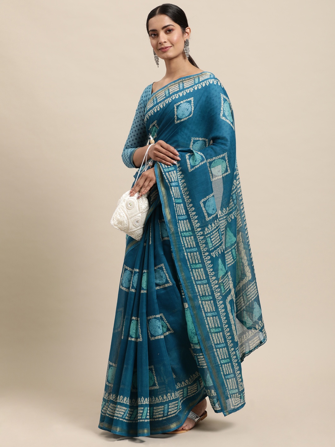 KALINI Blue Printed Saree