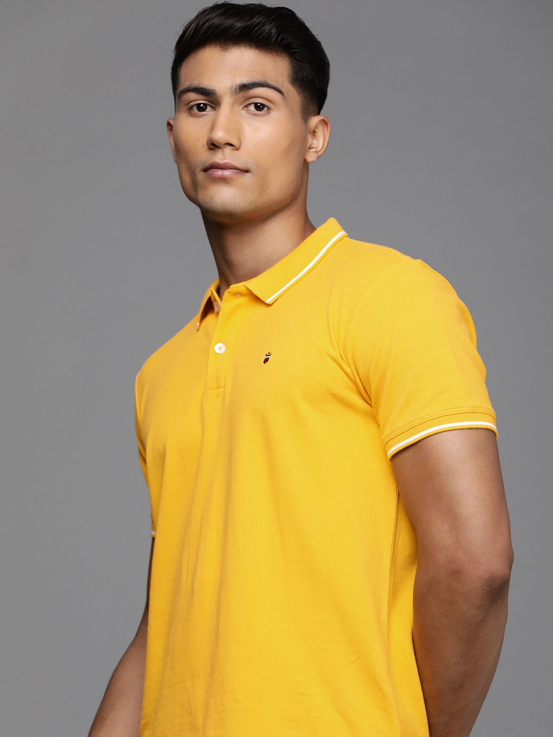Louis Philippe Jeans Men Mustard Yellow Solid Polo Collar Pure Cotton Slim Fit T-shirt
Louis Philippe Jeans Men Mustard Yellow Solid Polo Collar Pure Cotton Slim Fit T-shirt