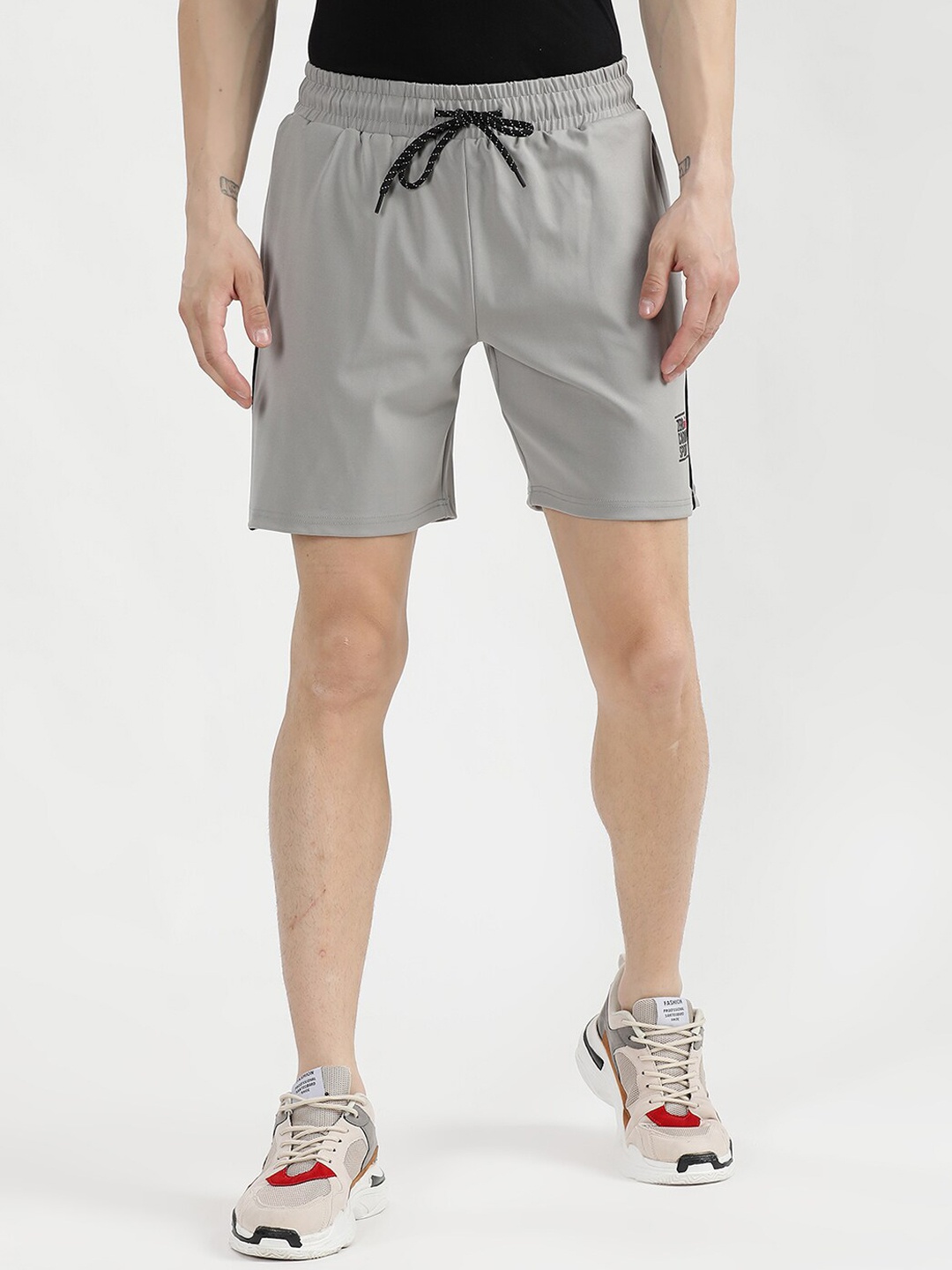 V2 Value & Variety Men Grey Solid Mid-Rise Shorts