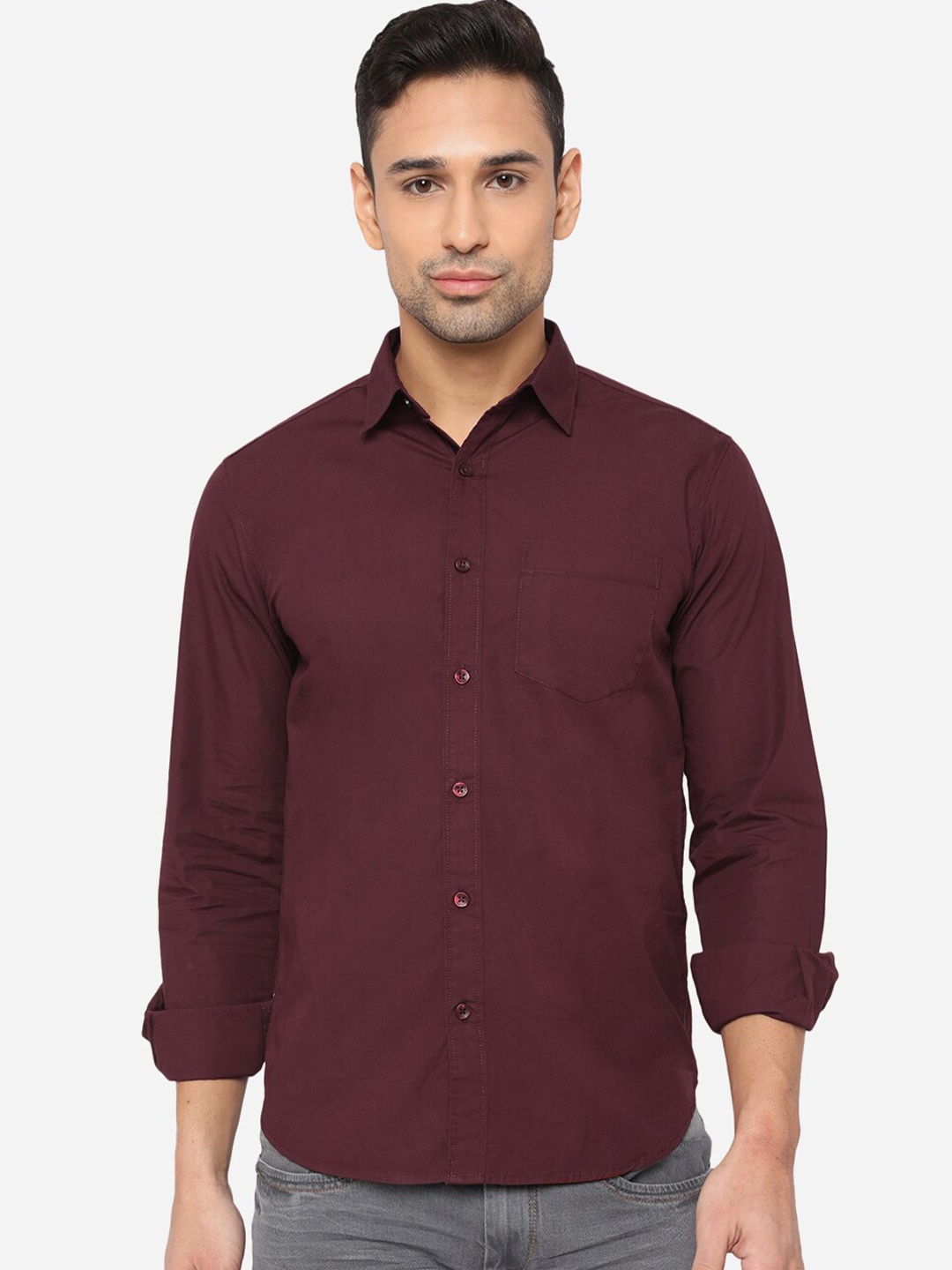 Greenfibre Men Burgundy Slim Fit Solid Opaque Cotton Semi-Casual Shirt with Chest Pocket
Greenfibre Men Burgundy Slim Fit Solid Opaque Cotton Semi-Casual Shirt with Chest Pocket