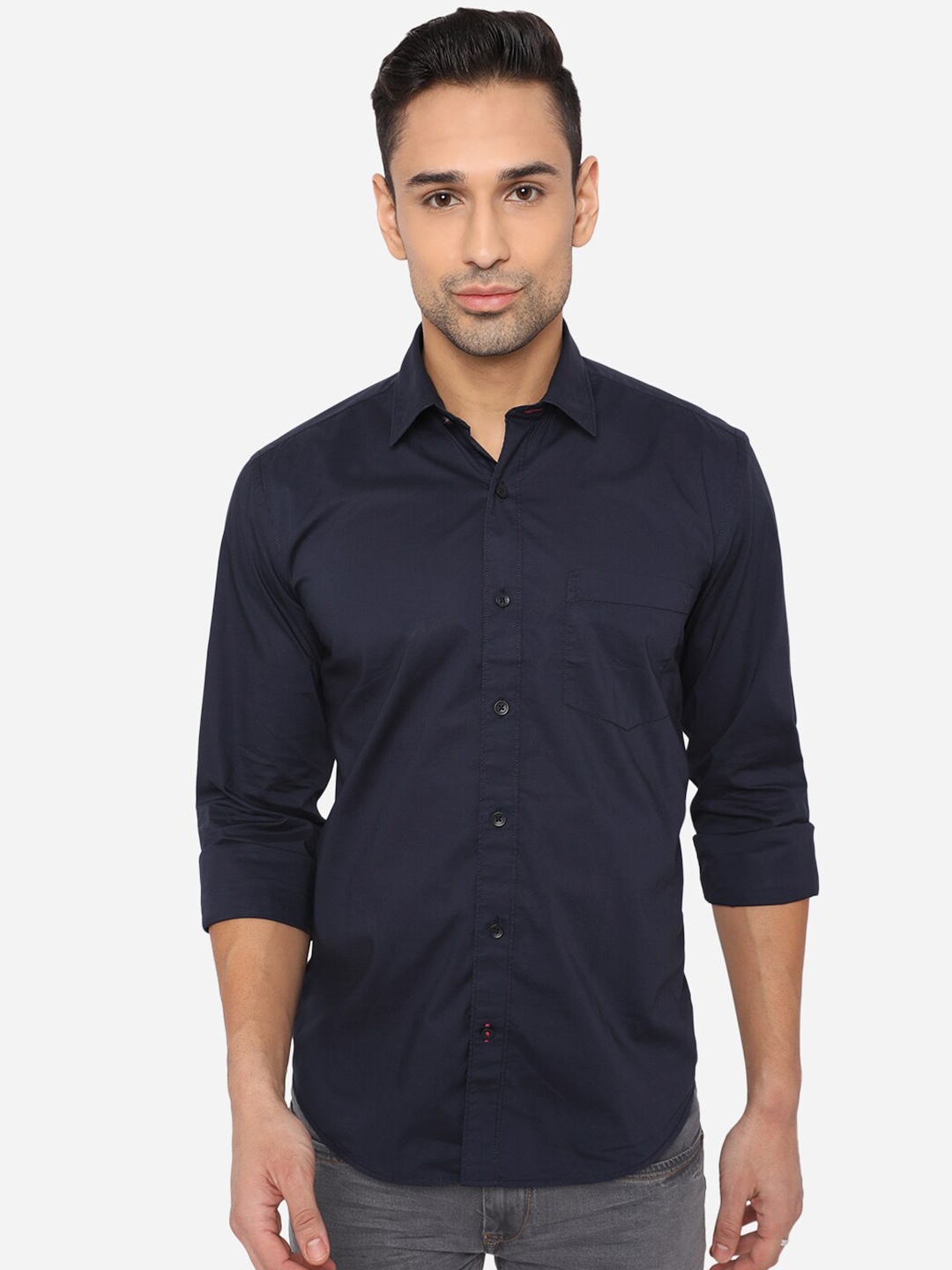 Greenfibre Men Navy Blue Smart Slim Fit Solid Opaque Cotton Casual Shirt with Chest Pocket
Greenfibre Men Navy Blue Smart Slim Fit Solid Opaque Cotton Casual Shirt with Chest Pocket