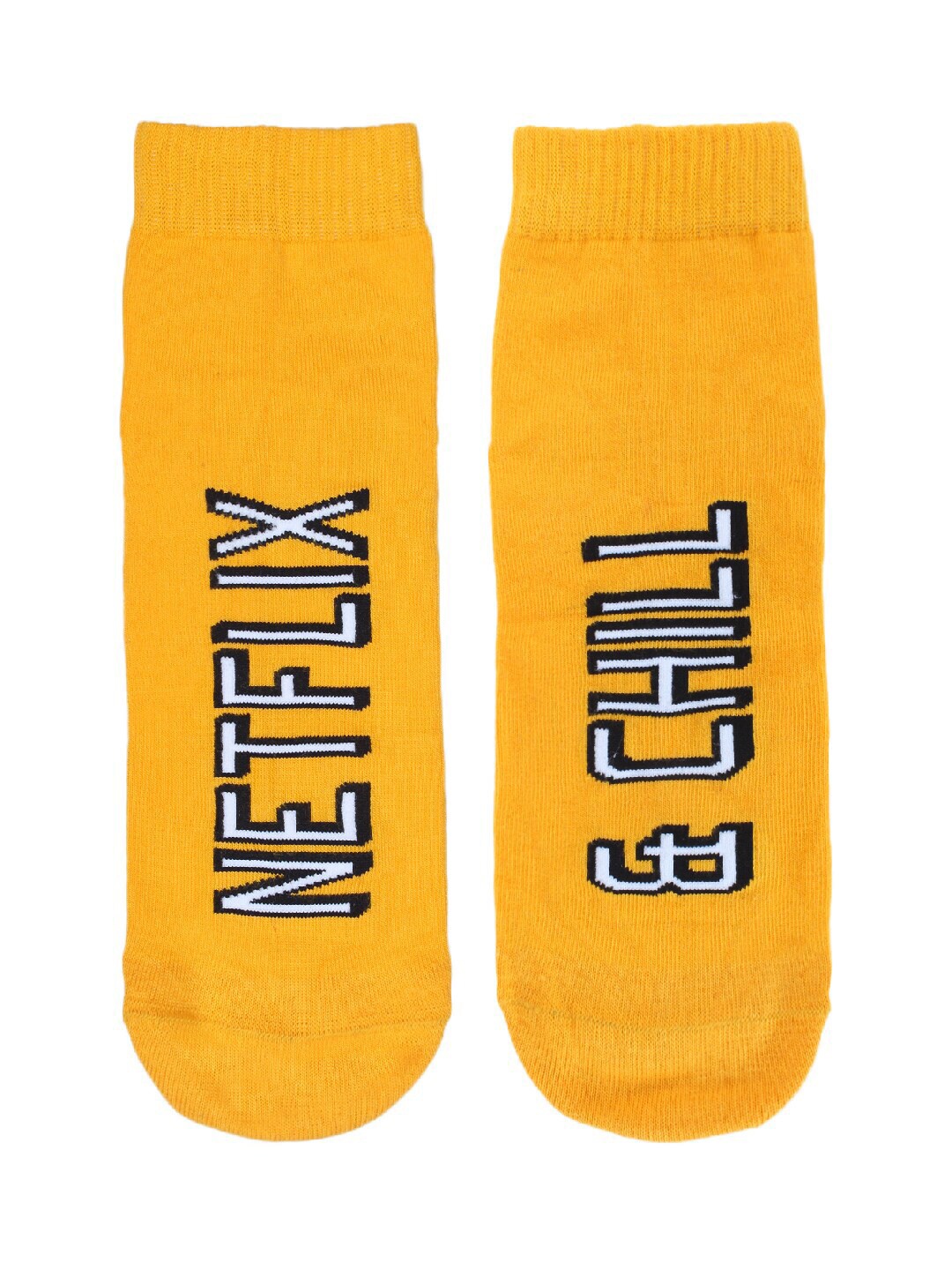 Soxytoes Unisex Yellow & White Patterned Ankle-Length Socks