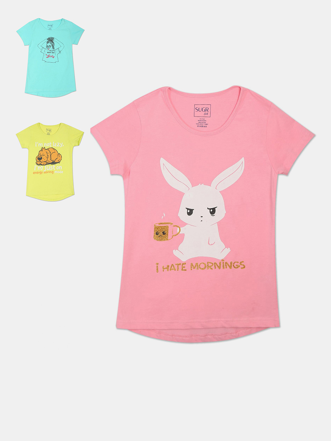 SUGR Girl Assorted 3 Printed T-shirt 
SUGR Girl Assorted 3 Printed T-shirt