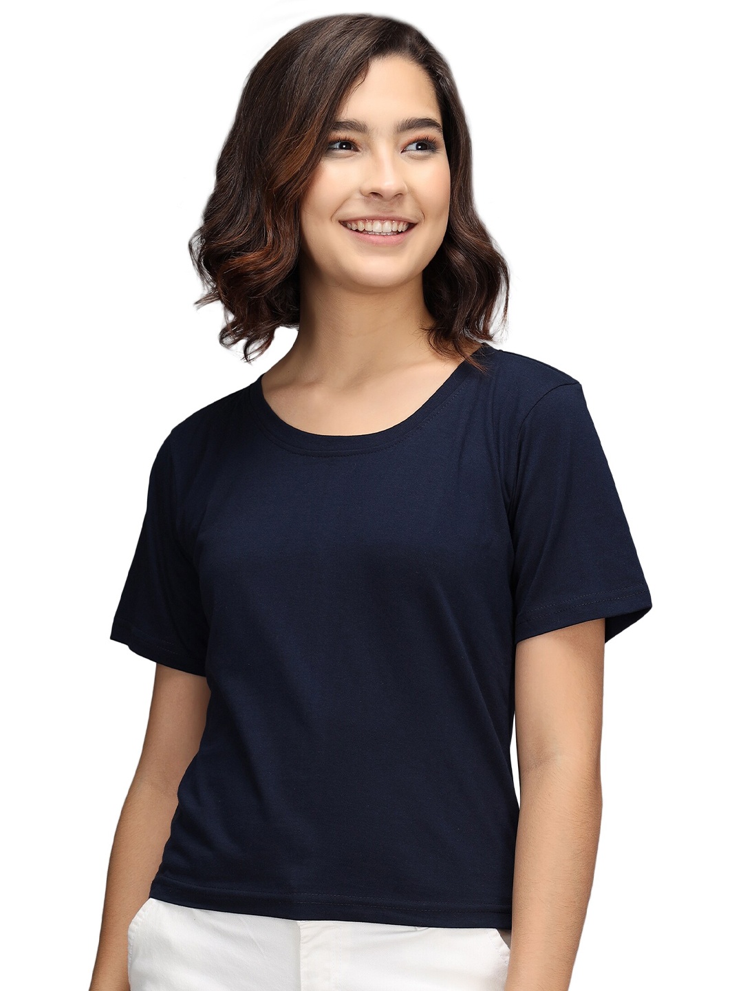 PockMAN Blue Solid Crop Top