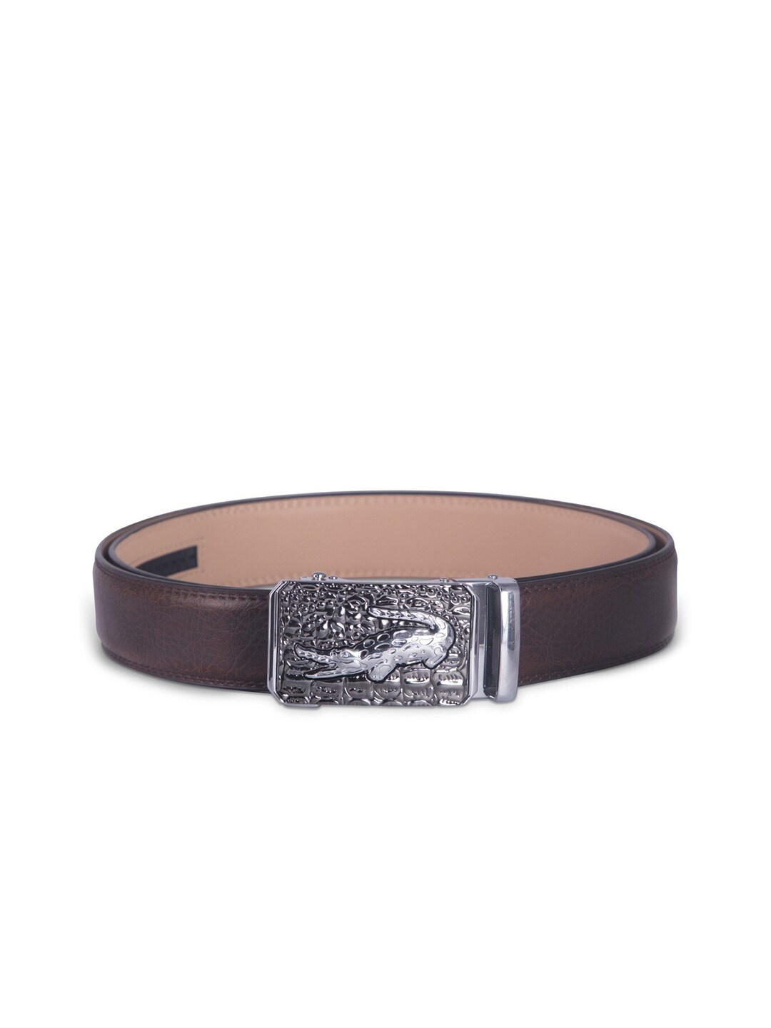 BANGE Men Brown Animal Textured Leather Formal Belt