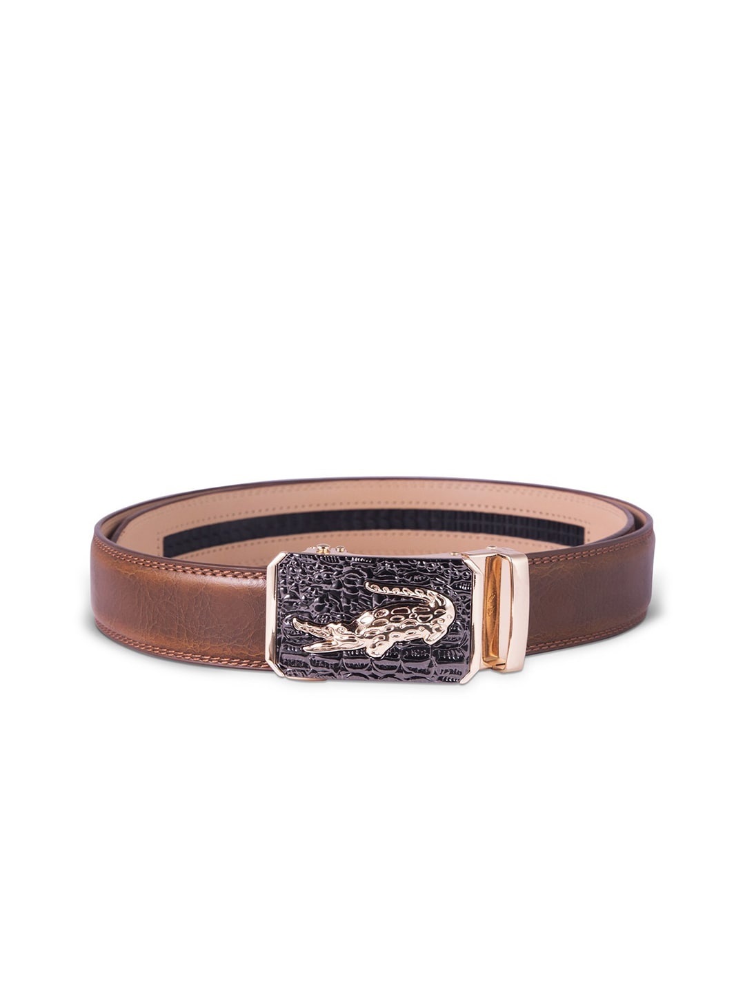 BANGE Men Yellow Textured Leather Formal Belt