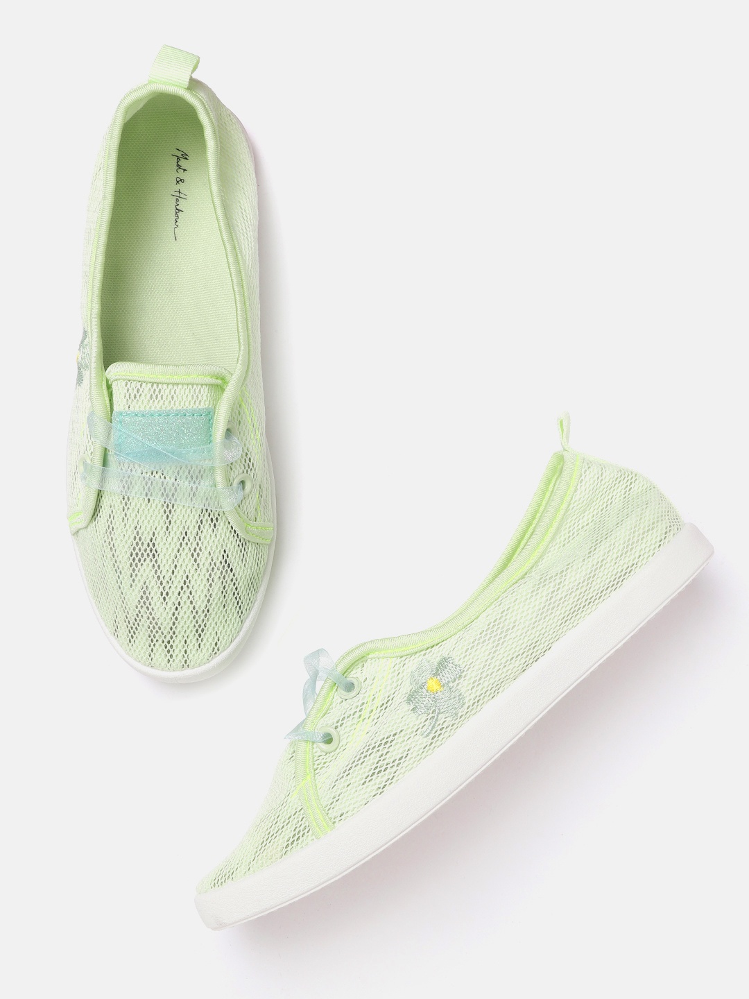 Mast & Harbour Women Green Woven Design Sneakers
