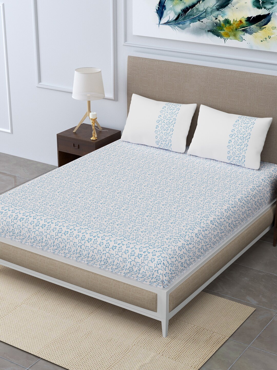 LINENWALAS Happy Sleeping Blue & White Cotton 300TC Queen Bedsheet & 2 Pillow Covers
LINENWALAS Happy Sleeping Blue & White Cotton 300TC Queen Bedsheet & 2 Pillow Covers