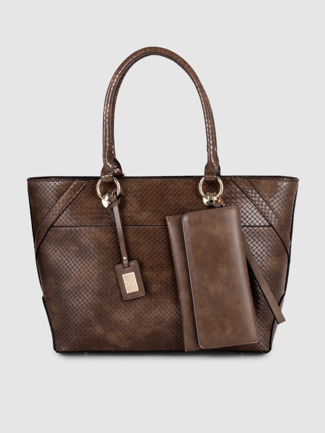 Allen Solly Chocolate Brown Geometric Textured PU Structured Shoulder Bag with A Pouch
Allen Solly Chocolate Brown Geometric Textured PU Structured Shoulder Bag with A Pouch