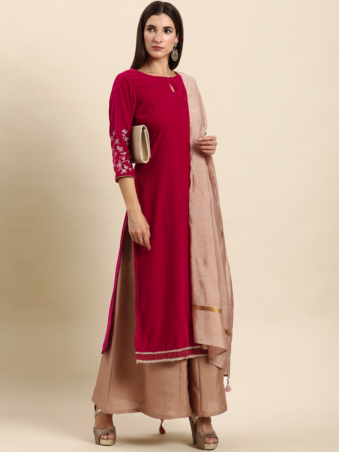 Janasya Women Pink Ethnic Motifs Embroidered Velvet Kurta with Palazzos & With Dupatta
Janasya Women Pink Ethnic Motifs Embroidered Velvet Kurta with Palazzos & With Dupatta