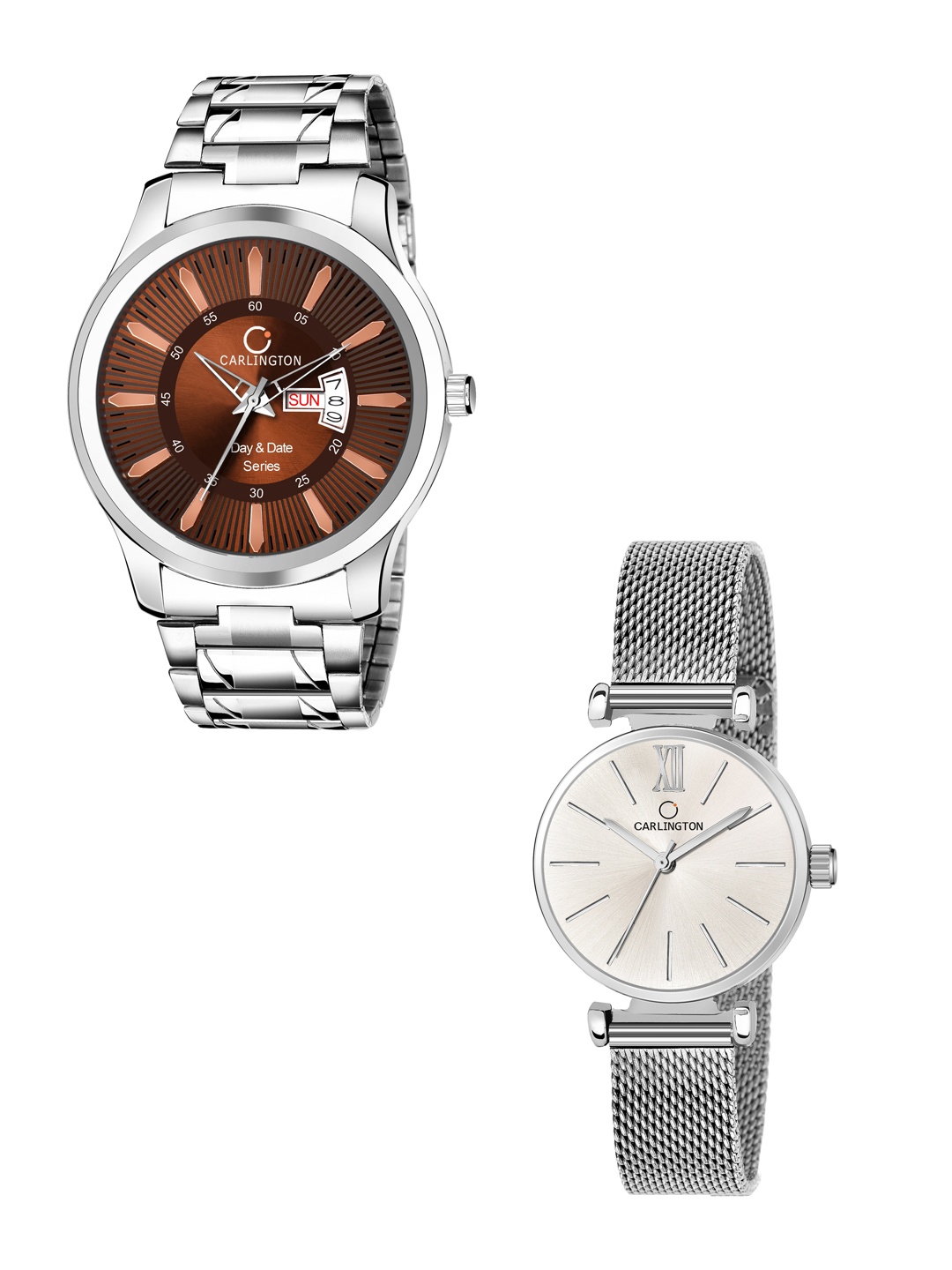 CARLINGTON Men Pack of 2 Stainless Steel Bracelet Style Straps Analogue Watch, Multi
CARLINGTON Men Pack of 2 Stainless Steel Bracelet Style Straps Analogue Watch, Multi