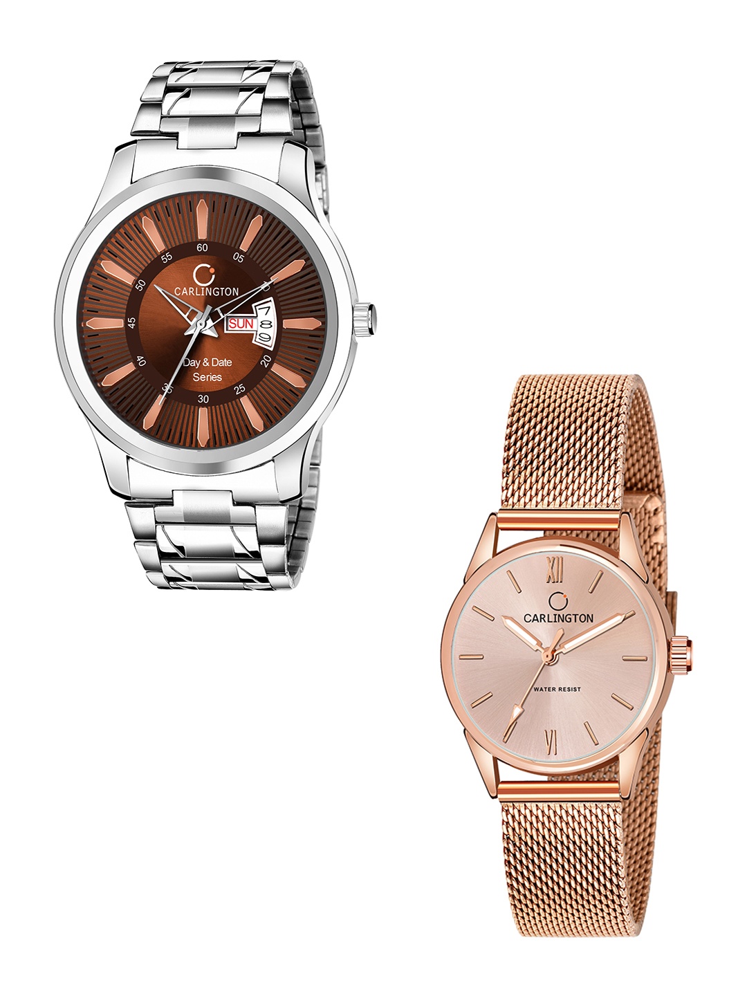 CARLINGTON Men Pack of 2 Stainless Steel Bracelet Style Straps Analogue Watch, Multi
CARLINGTON Men Pack of 2 Stainless Steel Bracelet Style Straps Analogue Watch, Multi