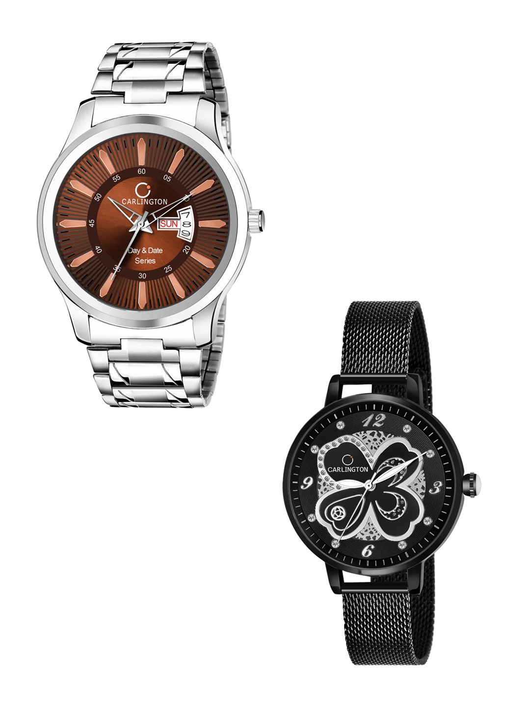 CARLINGTON Men Pack of 2 Stainless Steel Bracelet Style Straps Analogue Watch, Multi
CARLINGTON Men Pack of 2 Stainless Steel Bracelet Style Straps Analogue Watch, Multi