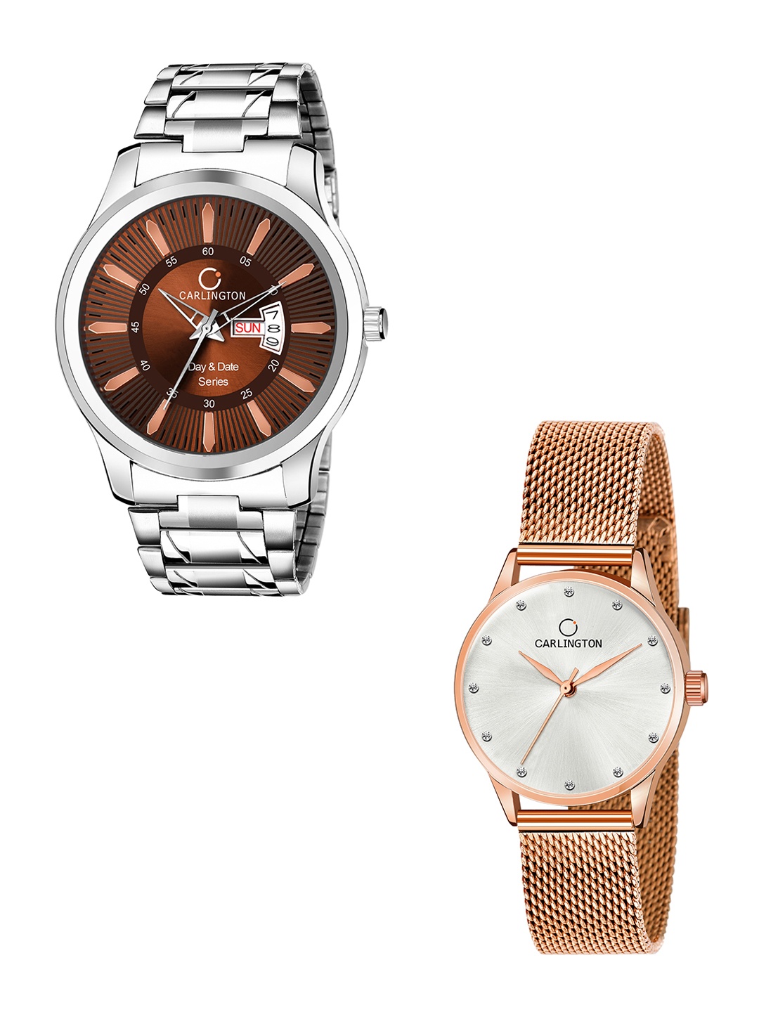 CARLINGTON Men Pack of 2 Stainless Steel Bracelet Style Straps Analogue Watch, Multi
CARLINGTON Men Pack of 2 Stainless Steel Bracelet Style Straps Analogue Watch, Multi