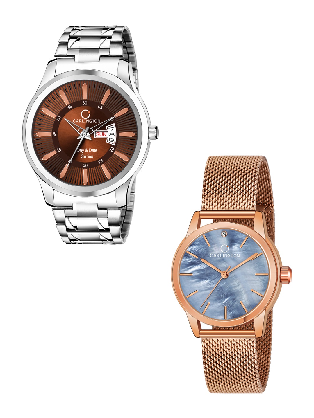 CARLINGTON Men Set Of 2 Stainless Steel Bracelet Style Straps Analogue Watch, Multi
CARLINGTON Men Set Of 2 Stainless Steel Bracelet Style Straps Analogue Watch, Multi