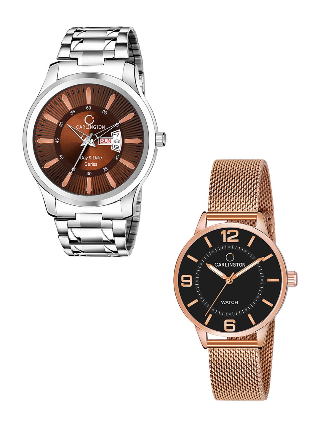 CARLINGTON Men Set Of 2 Stainless Steel Bracelet Style Straps Analogue Watch, Multi
CARLINGTON Men Set Of 2 Stainless Steel Bracelet Style Straps Analogue Watch, Multi