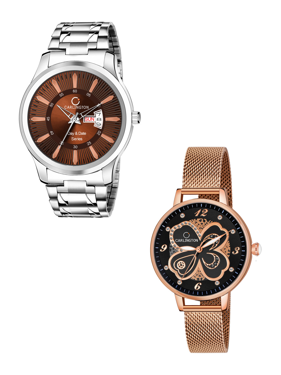 CARLINGTON Men Set Of 2 Stainless Steel Bracelet Style Straps Analogue Watch, Multi
CARLINGTON Men Set Of 2 Stainless Steel Bracelet Style Straps Analogue Watch, Multi