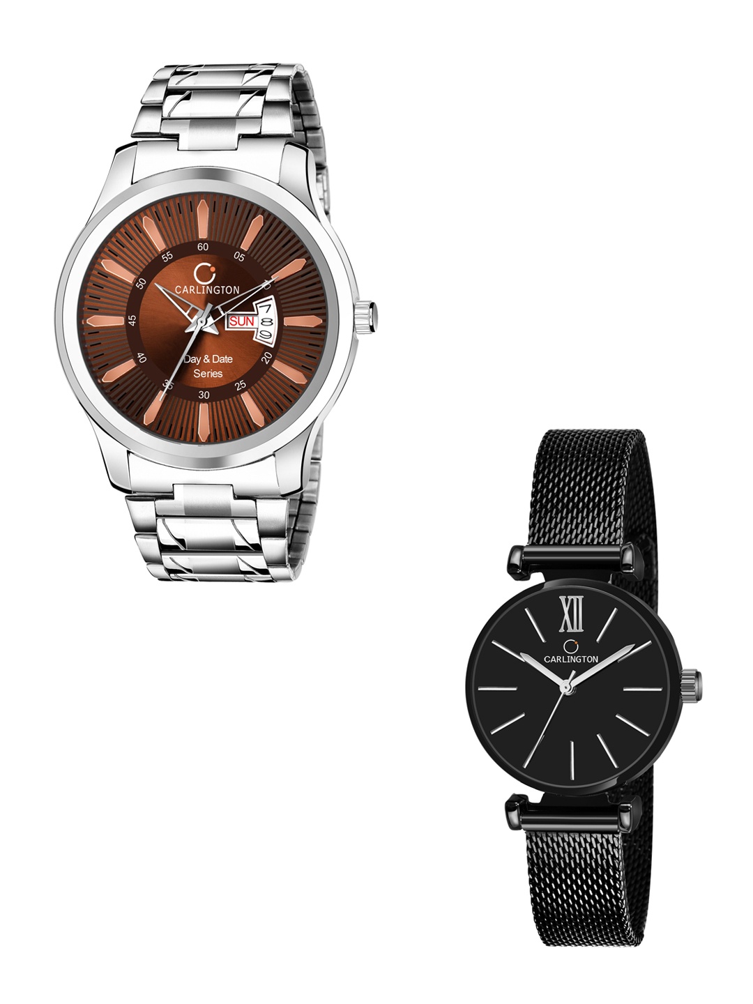 CARLINGTON Men Pack of 2 Stainless Steel Bracelet Style Straps Analogue Watch, Multi
CARLINGTON Men Pack of 2 Stainless Steel Bracelet Style Straps Analogue Watch, Multi