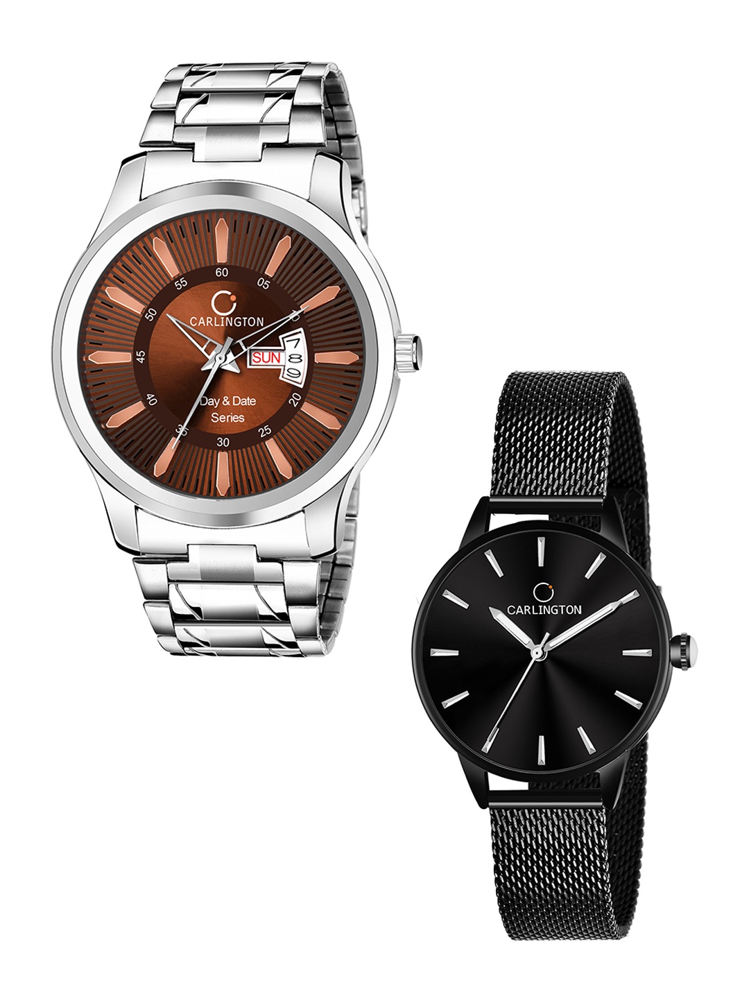 CARLINGTON Men Pack of 2 Stainless Steel Bracelet Style Straps Analogue Watch, Multi
CARLINGTON Men Pack of 2 Stainless Steel Bracelet Style Straps Analogue Watch, Multi