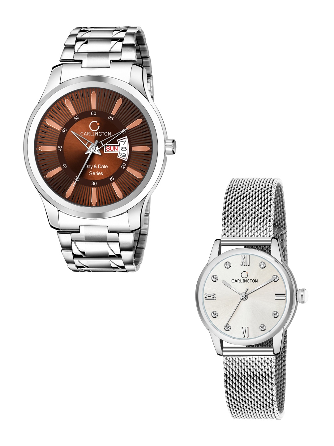 CARLINGTON Men Pack of 2 Stainless Steel Bracelet Style Straps Analogue Watch, Multi
CARLINGTON Men Pack of 2 Stainless Steel Bracelet Style Straps Analogue Watch, Multi