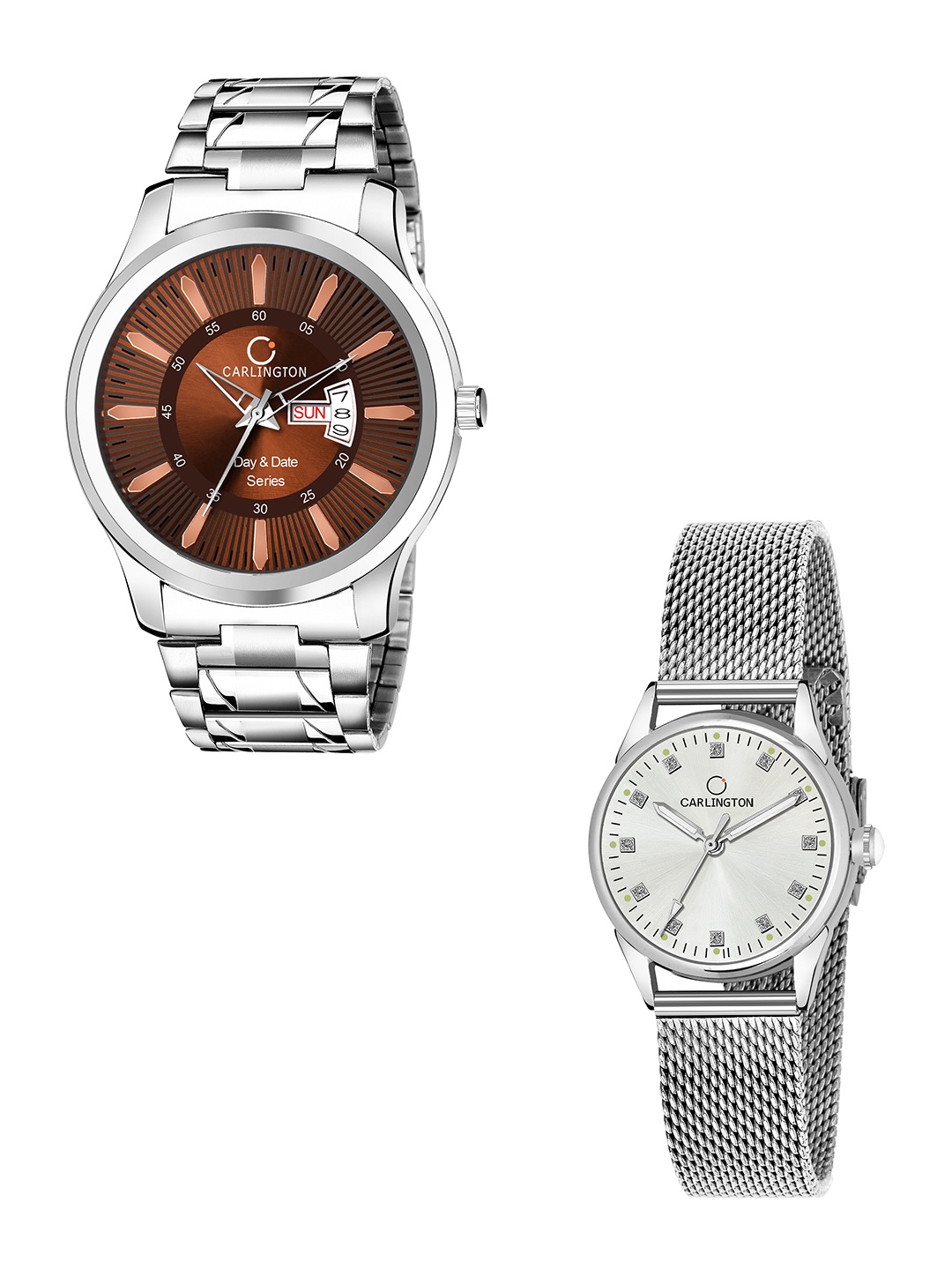 CARLINGTON Men Pack of 2 Stainless Steel Bracelet Style Straps Analogue Watch, Multi
CARLINGTON Men Pack of 2 Stainless Steel Bracelet Style Straps Analogue Watch, Multi