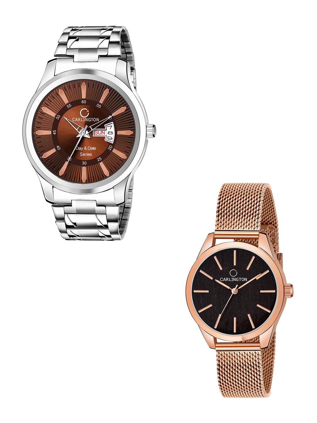 CARLINGTON Men Pack of 2 Stainless Steel Bracelet Style Straps Analogue Watch, Multi
CARLINGTON Men Pack of 2 Stainless Steel Bracelet Style Straps Analogue Watch, Multi