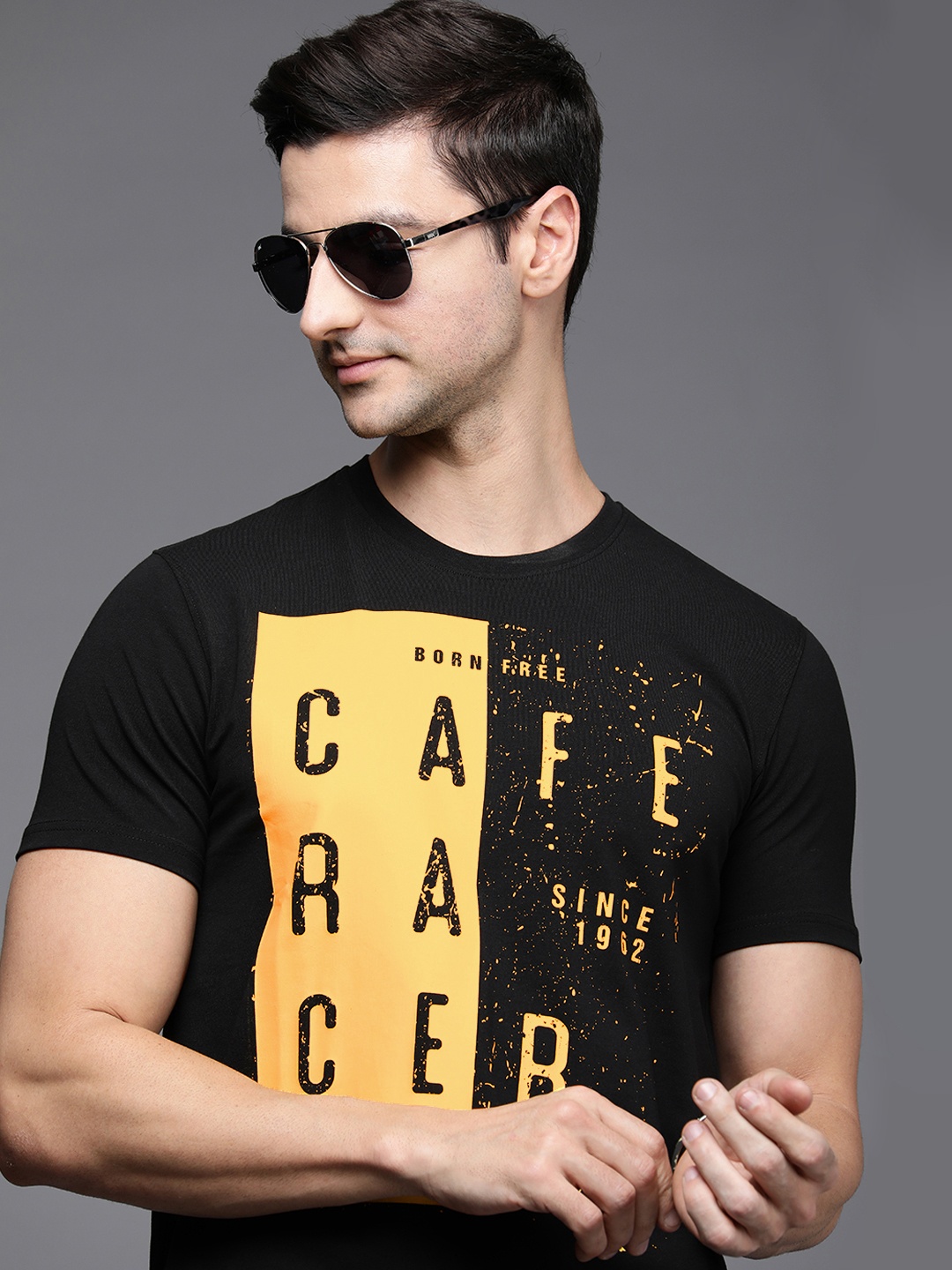 Ducati Scrambler Men Black & Yellow Typography Printed T-shirt