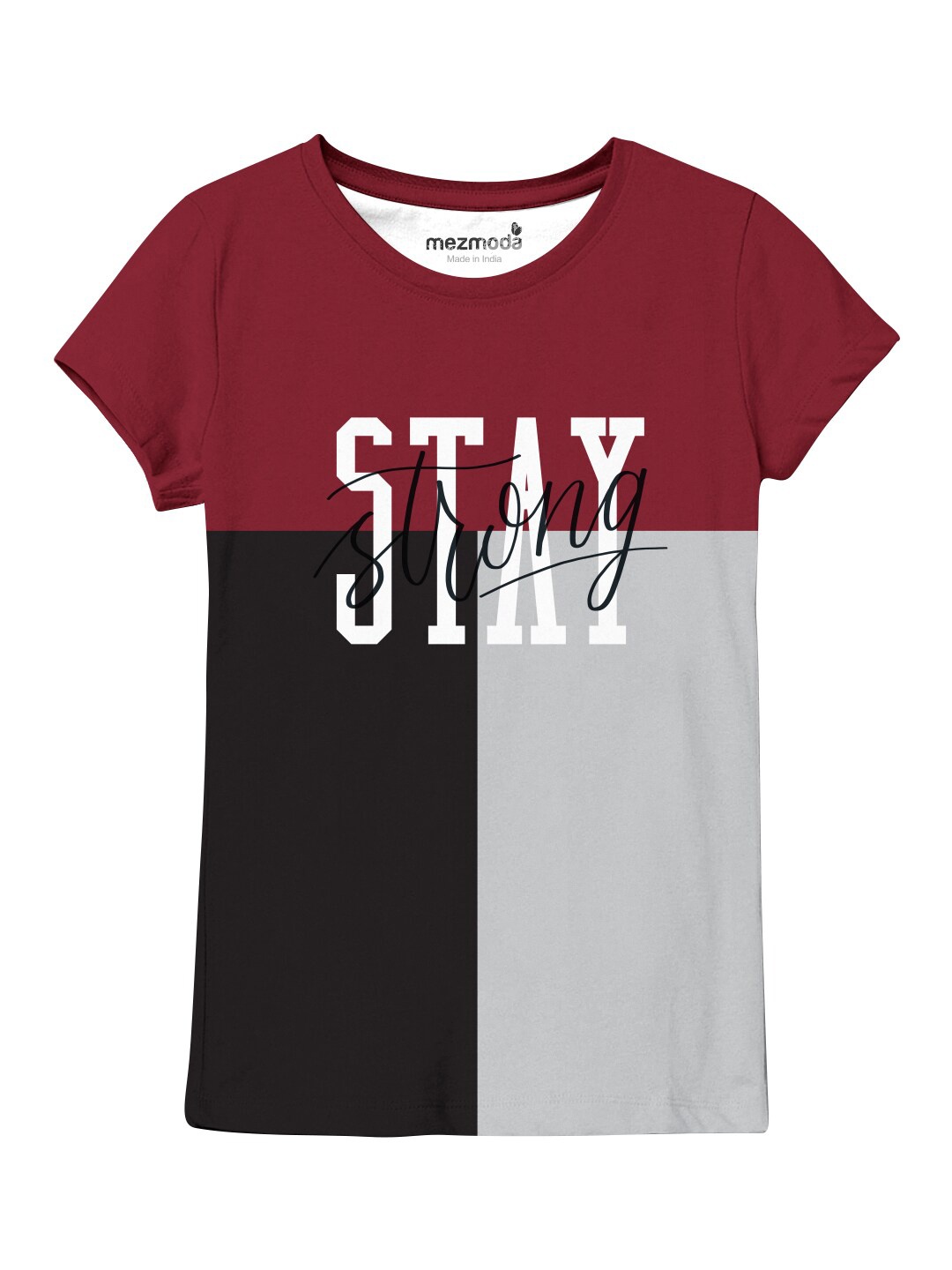 mezmoda Girls Multicoloured Colourblocked Printed T-shirt, Multi