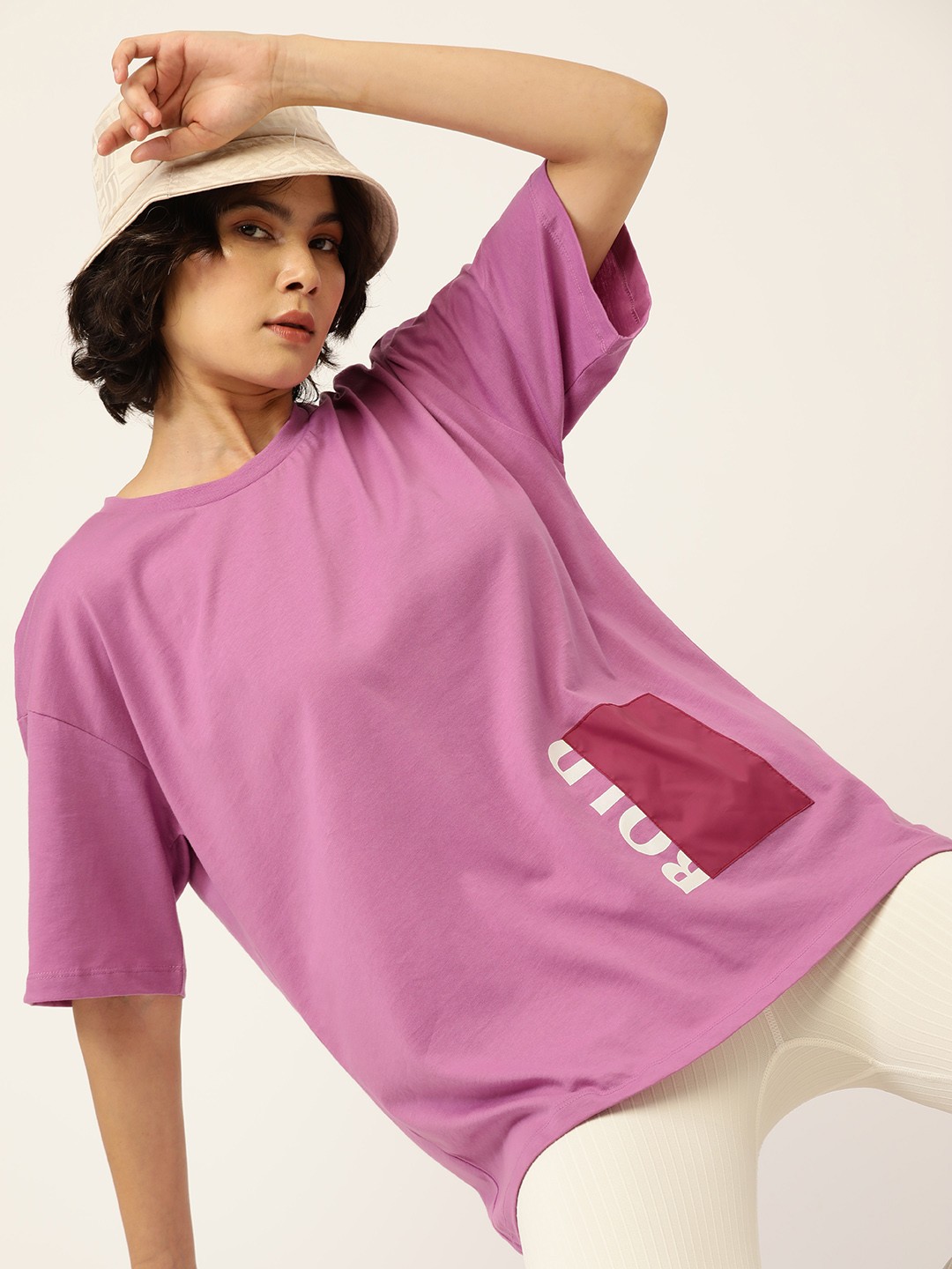 Kook N Keech Women Purple Pure Cotton Typography Printed Drop-Shoulder Sleeves T-shirt
Kook N Keech Women Purple Pure Cotton Typography Printed Drop-Shoulder Sleeves T-shirt