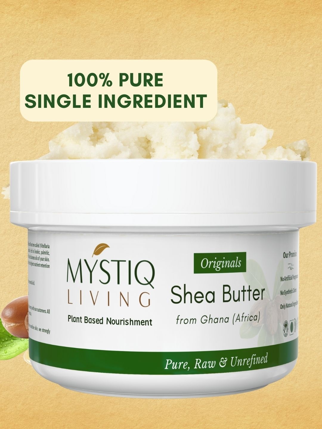 MYSTIQ LIVING 100% Natural Shea Butter Cream Body Butter For Soft & Supple Skin - 220g, White
MYSTIQ LIVING 100% Natural Shea Butter Cream Body Butter For Soft & Supple Skin - 220g, White