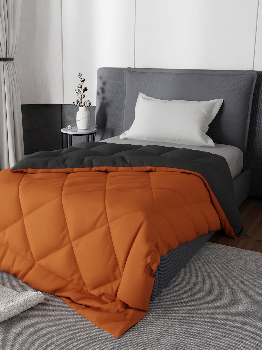 Stoa Paris Orange & Grey Solid AC Room 200 GSM Single Bed Reversible Microfiber Comforter
Stoa Paris Orange & Grey Solid AC Room 200 GSM Single Bed Reversible Microfiber Comforter