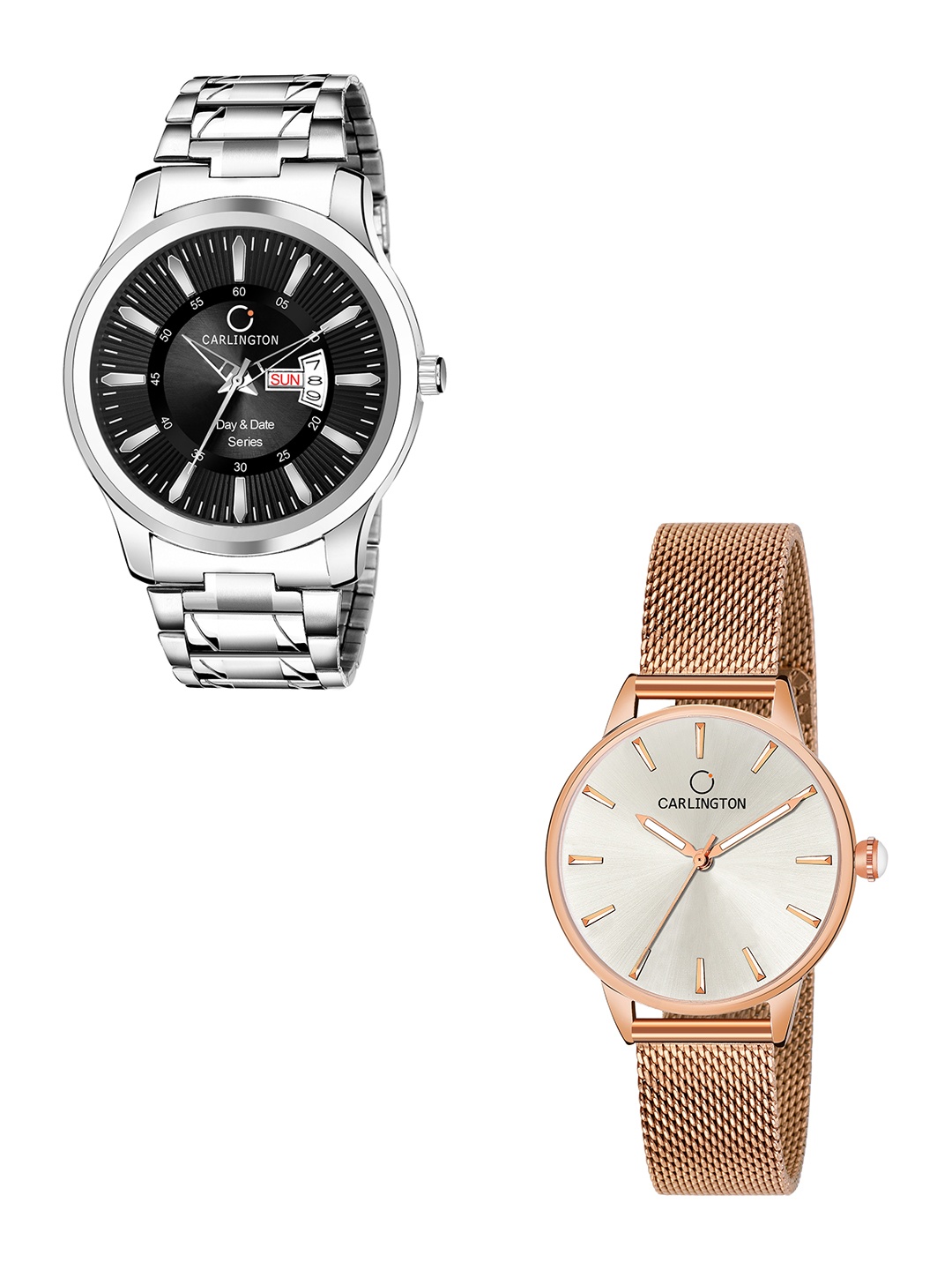 CARLINGTON His & Her Black & White Stainless Steel Bracelet Style Analogue Watch Gift Set
CARLINGTON His & Her Black & White Stainless Steel Bracelet Style Analogue Watch Gift Set