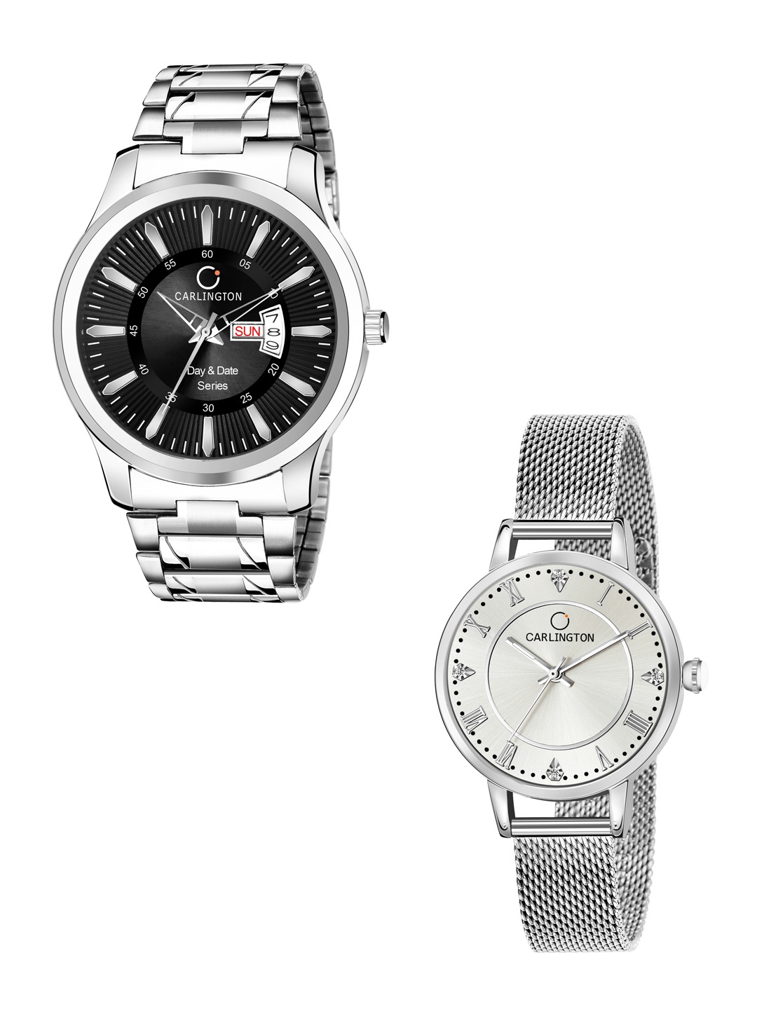 CARLINGTON His & Her Black & White Stainless Steel Bracelet Style Analogue Watch Gift Set, Multi
CARLINGTON His & Her Black & White Stainless Steel Bracelet Style Analogue Watch Gift Set, Multi