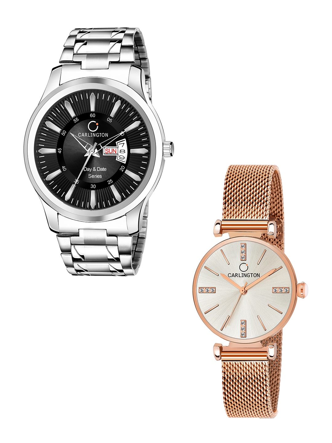 CARLINGTON Men Black & White Stainless Steel Bracelet Style His & Her Analogue Watch, Multi
CARLINGTON Men Black & White Stainless Steel Bracelet Style His & Her Analogue Watch, Multi