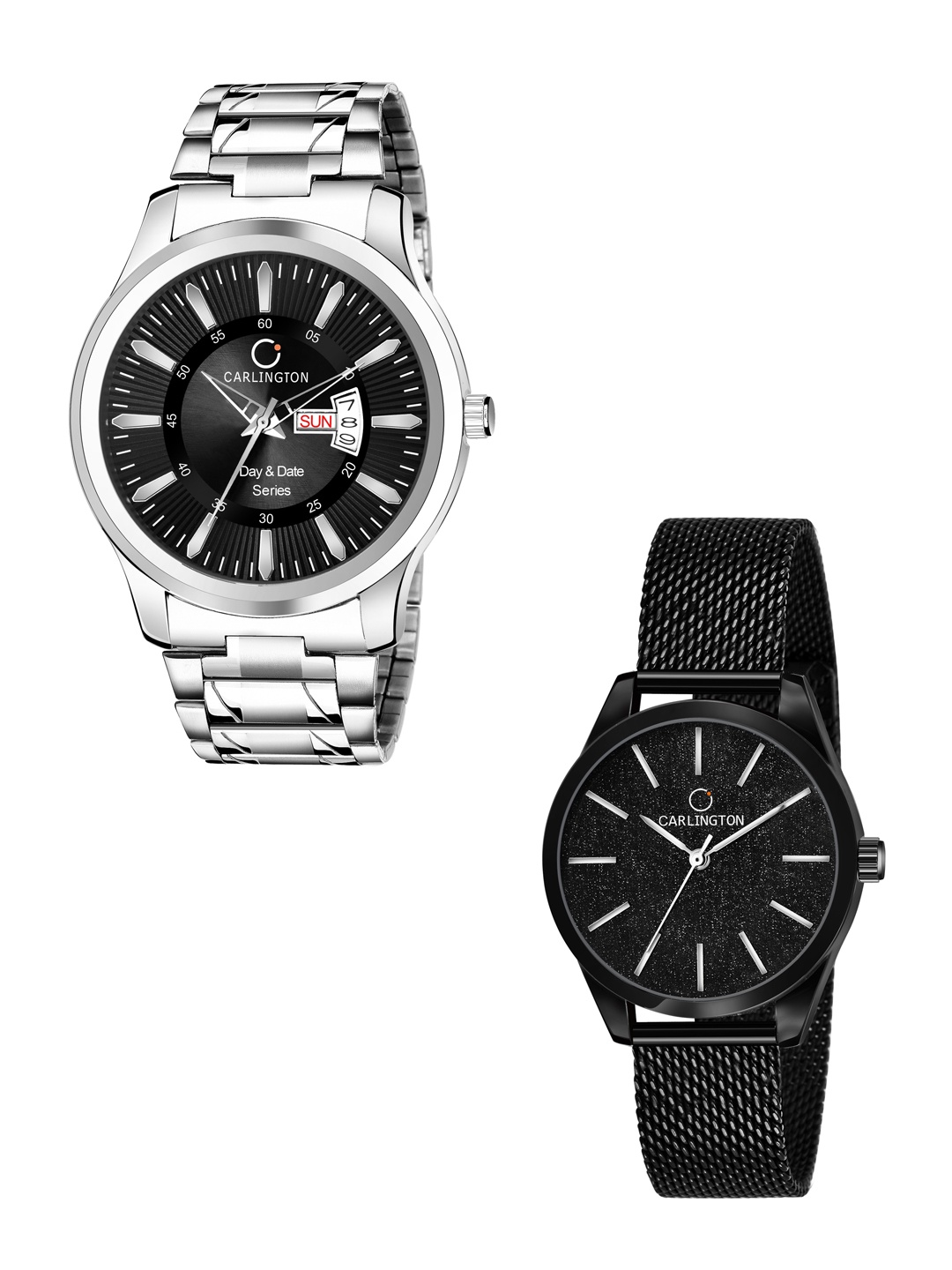 CARLINGTON Unisex Black Set of 2 Stainless Steel Bracelet Style His & Her Analogue Watch, Multi
CARLINGTON Unisex Black Set of 2 Stainless Steel Bracelet Style His & Her Analogue Watch, Multi