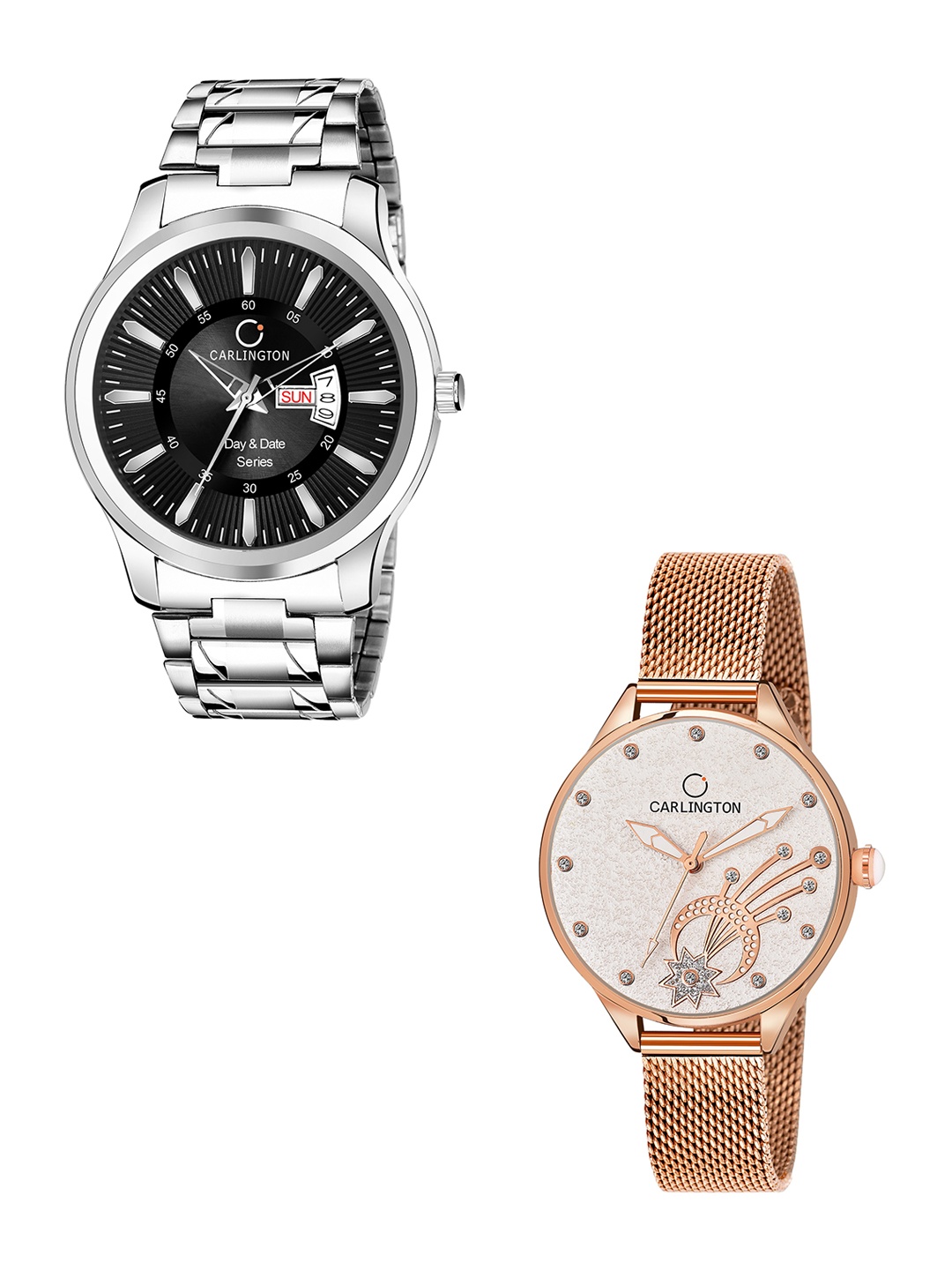 CARLINGTON Unisex Black Set of 2 Stainless Steel Bracelet Style His & Her Analogue Watch, Multi
CARLINGTON Unisex Black Set of 2 Stainless Steel Bracelet Style His & Her Analogue Watch, Multi