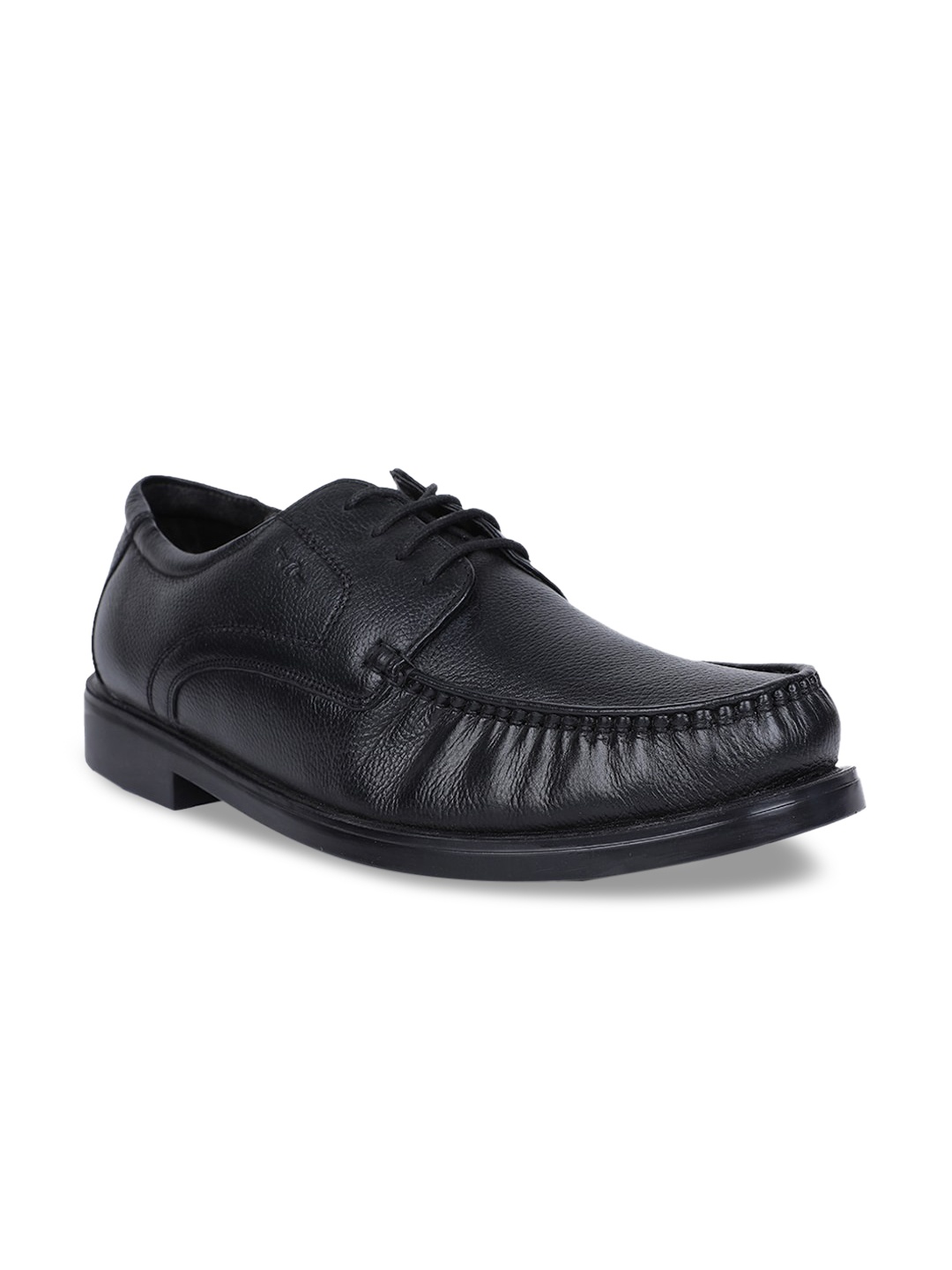 Bata Men Black Solid Leather Formal Derbys