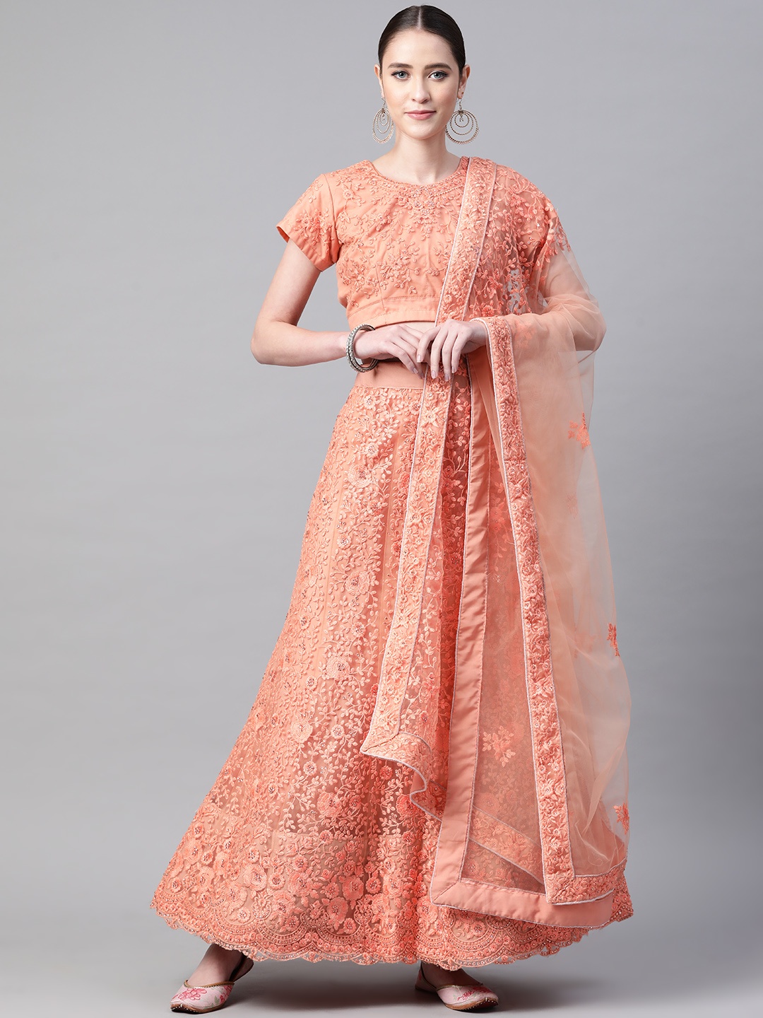 Readiprint Fashions Peach-Coloured Embroidered Beads and Stones Semi-Stitched Lehenga & Unstitched Blouse
Readiprint Fashions Peach-Coloured Embroidered Beads and Stones Semi-Stitched Lehenga & Unstitched Blouse