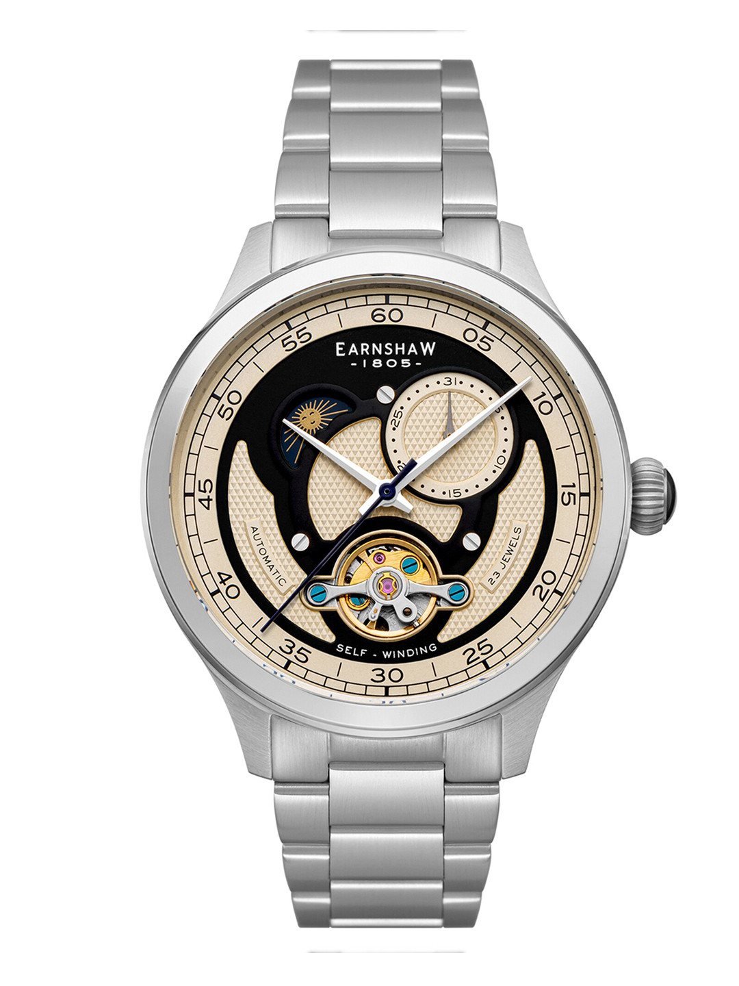 EARNSHAW Men Beige Skeleton Dial & Silver Toned Straps Analogue Automatic Watch ES-8193-22
EARNSHAW Men Beige Skeleton Dial & Silver Toned Straps Analogue Automatic Watch ES-8193-22