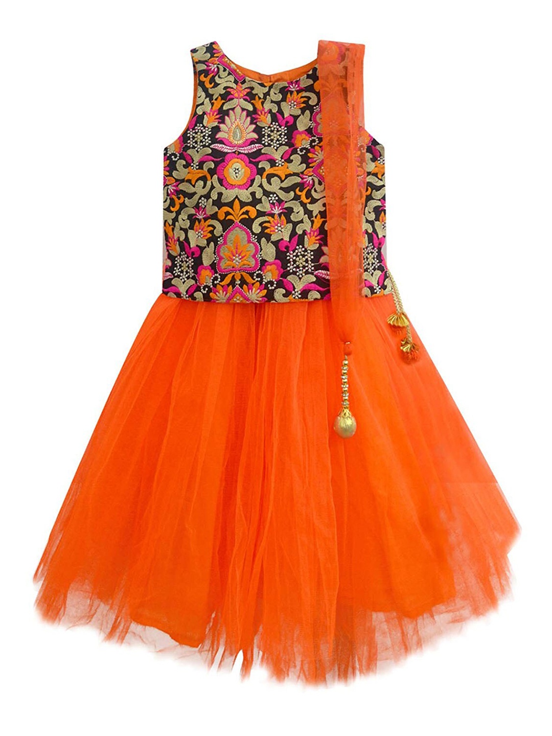A.T.U.N. Girls Orange & Black Embroidered Ready to Wear Lehenga & Blouse With Net Dupatta
A.T.U.N. Girls Orange & Black Embroidered Ready to Wear Lehenga & Blouse With Net Dupatta