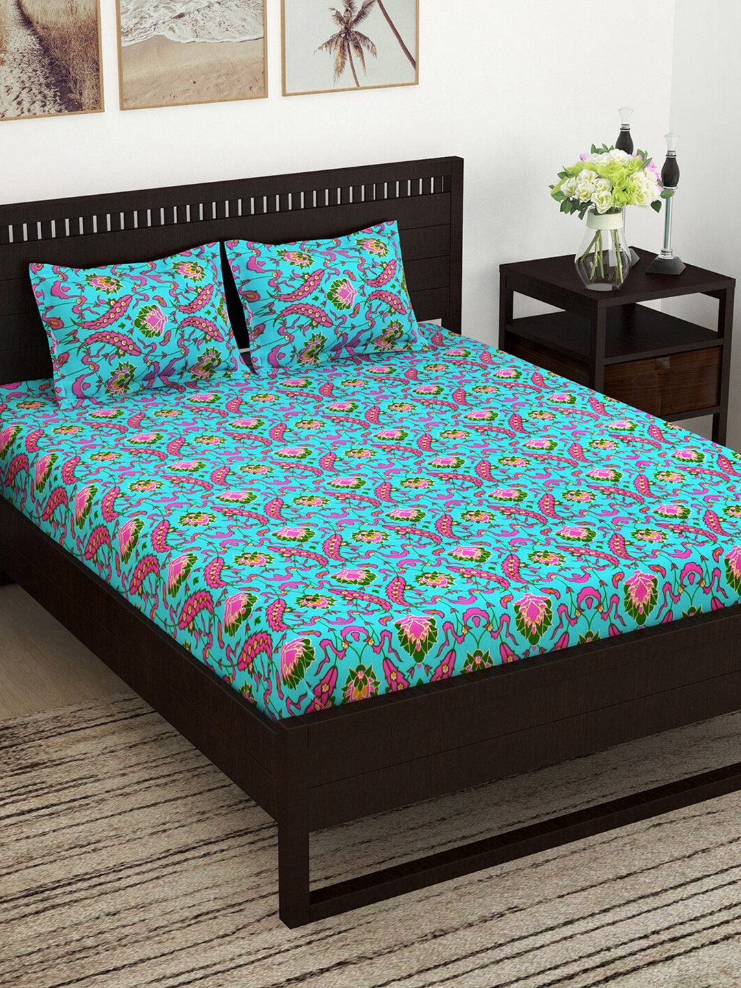 Story@home Blue Magenta Floral 144 TC Pure Cotton Queen Bedsheet with 2 Pillow Covers
Story@home Blue Magenta Floral 144 TC Pure Cotton Queen Bedsheet with 2 Pillow Covers