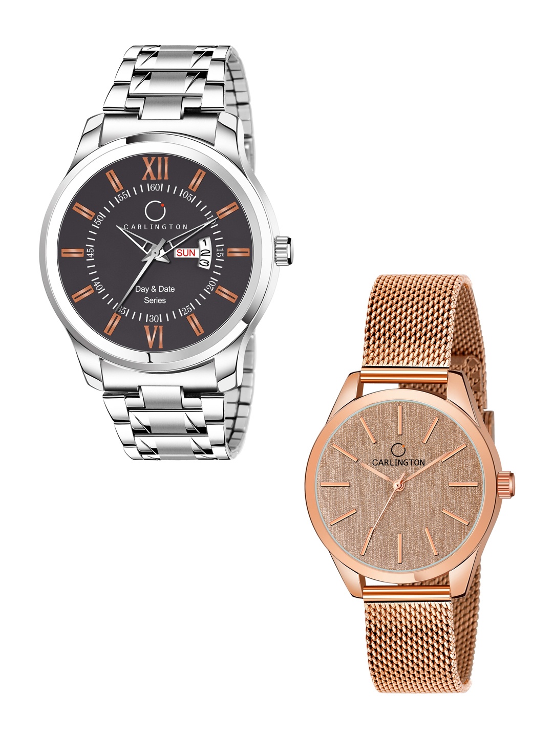 CARLINGTON His & Her Analogue Watch Gift Set Combo G01 Chocolate-CT2001 RoseGold, Silver
CARLINGTON His & Her Analogue Watch Gift Set Combo G01 Chocolate-CT2001 RoseGold, Silver