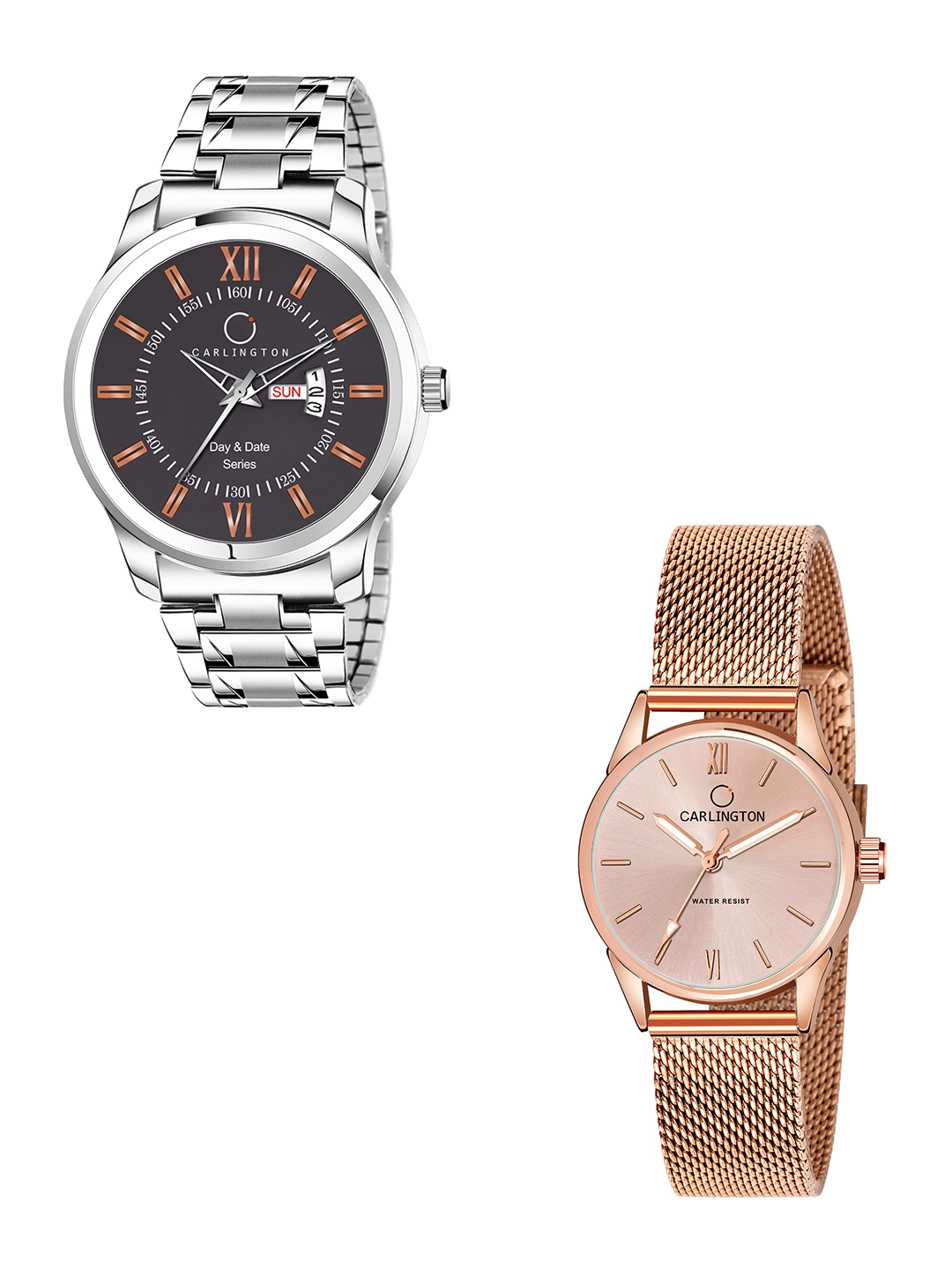 CARLINGTON His & Her Analogue Watch Gift Set Combo G01 Chocolate-CT2008 RoseGold, Silver
CARLINGTON His & Her Analogue Watch Gift Set Combo G01 Chocolate-CT2008 RoseGold, Silver