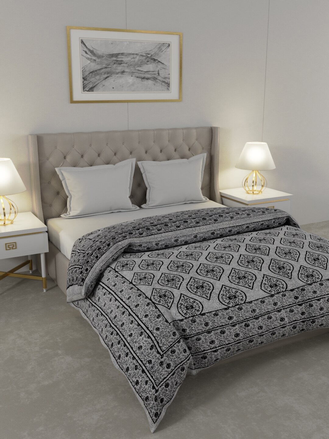 JAIPUR FABRIC Grey & Black Ethnic Motifs Cotton Heavy Winter 600 GSM Double Bed Quilt
JAIPUR FABRIC Grey & Black Ethnic Motifs Cotton Heavy Winter 600 GSM Double Bed Quilt