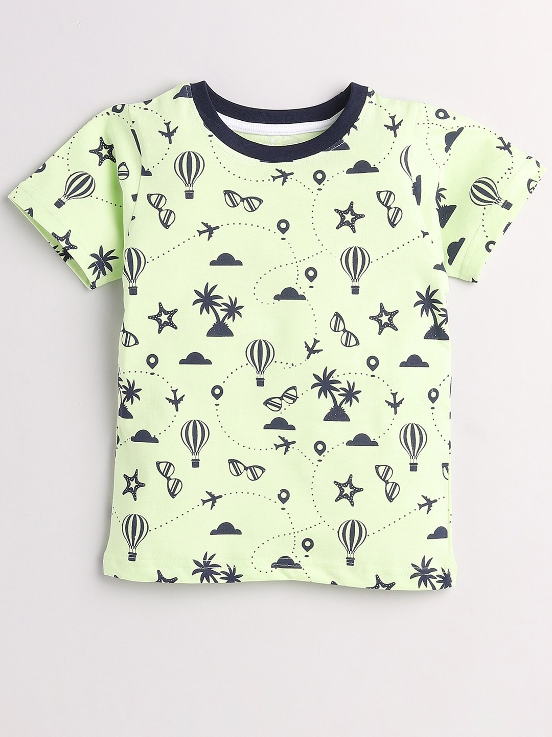 Toonyport Boys Green Printed Applique T-shirt