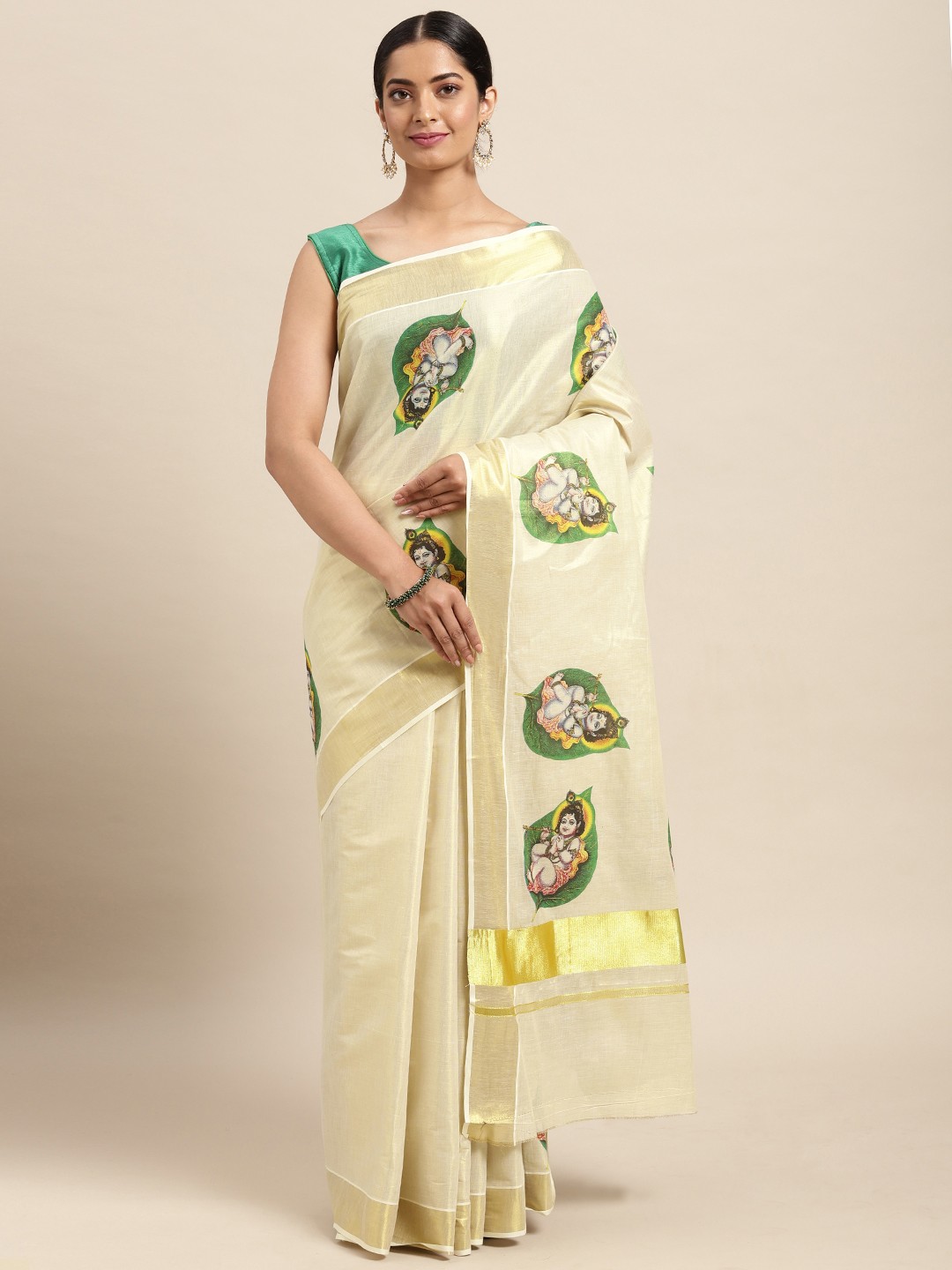 Thara Sarees Cream-Coloured & Golden Handloom Embroidered Zari Pure Cotton Kasavu Saree
Thara Sarees Cream-Coloured & Golden Handloom Embroidered Zari Pure Cotton Kasavu Saree