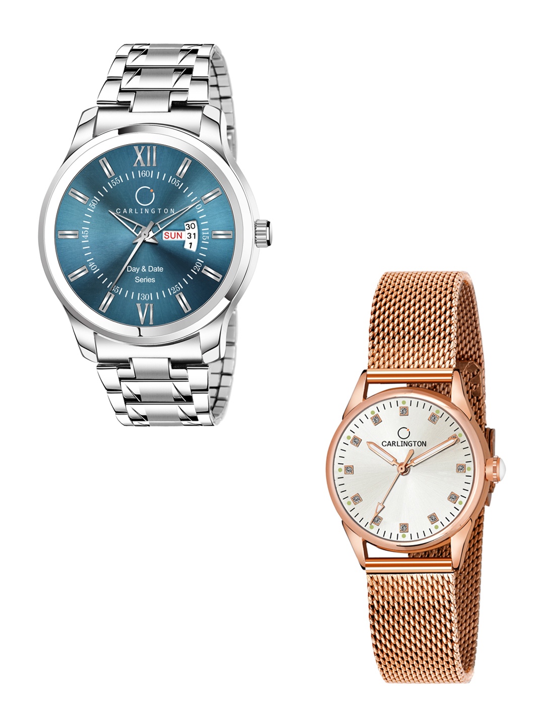 CARLINGTON Unisex Set Of 2 Stainless Steel Bracelet Style Straps Analogue Watch, Multi
CARLINGTON Unisex Set Of 2 Stainless Steel Bracelet Style Straps Analogue Watch, Multi
